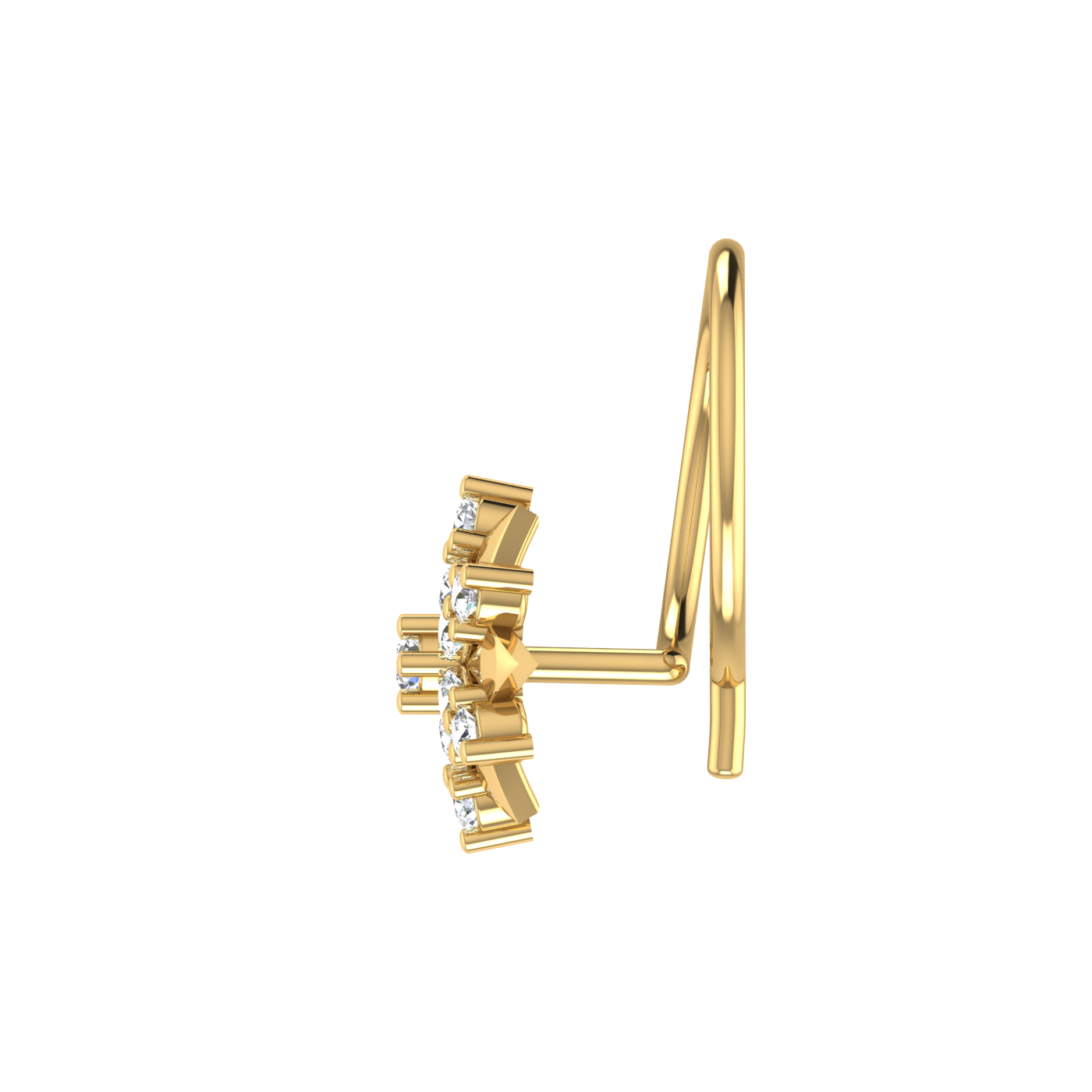 14K Gold Stellar Radiance Nose Pin Design 0.08ct Lab Diamond Nose Pin