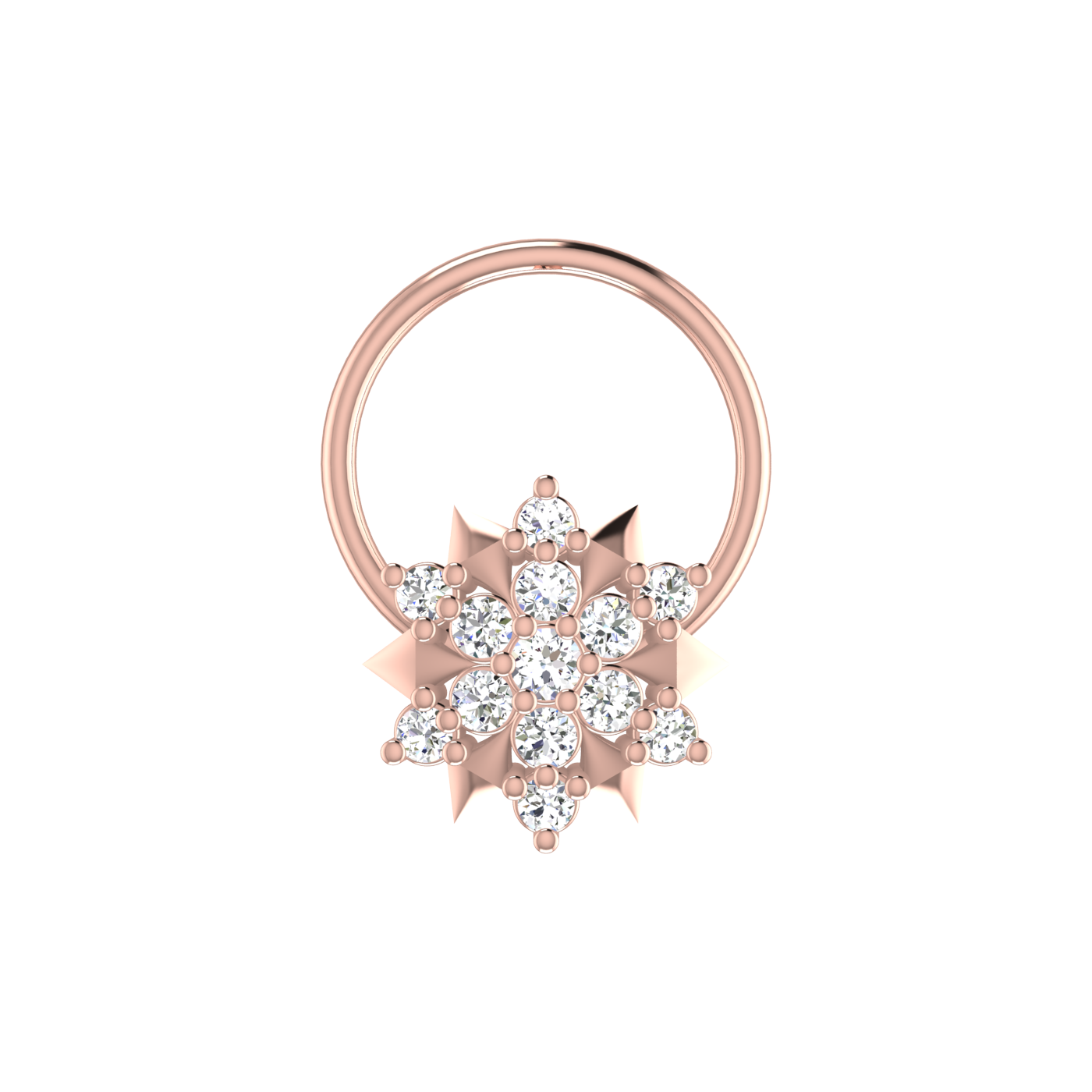 14K Gold Stellar Radiance Nose Pin Design 0.08ct Lab Diamond Nose Pin