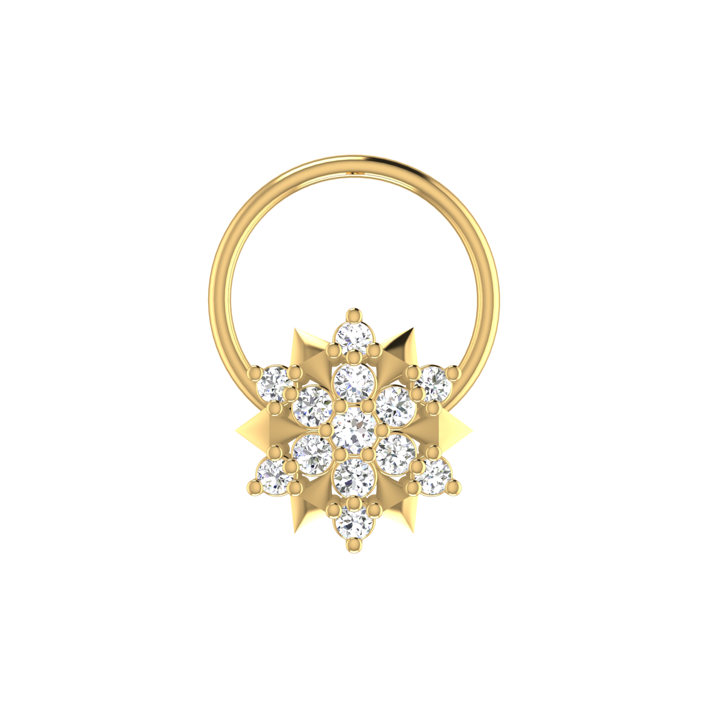 14K Gold Stellar Radiance Nose Pin Design 0.08ct Lab Diamond Nose Pin