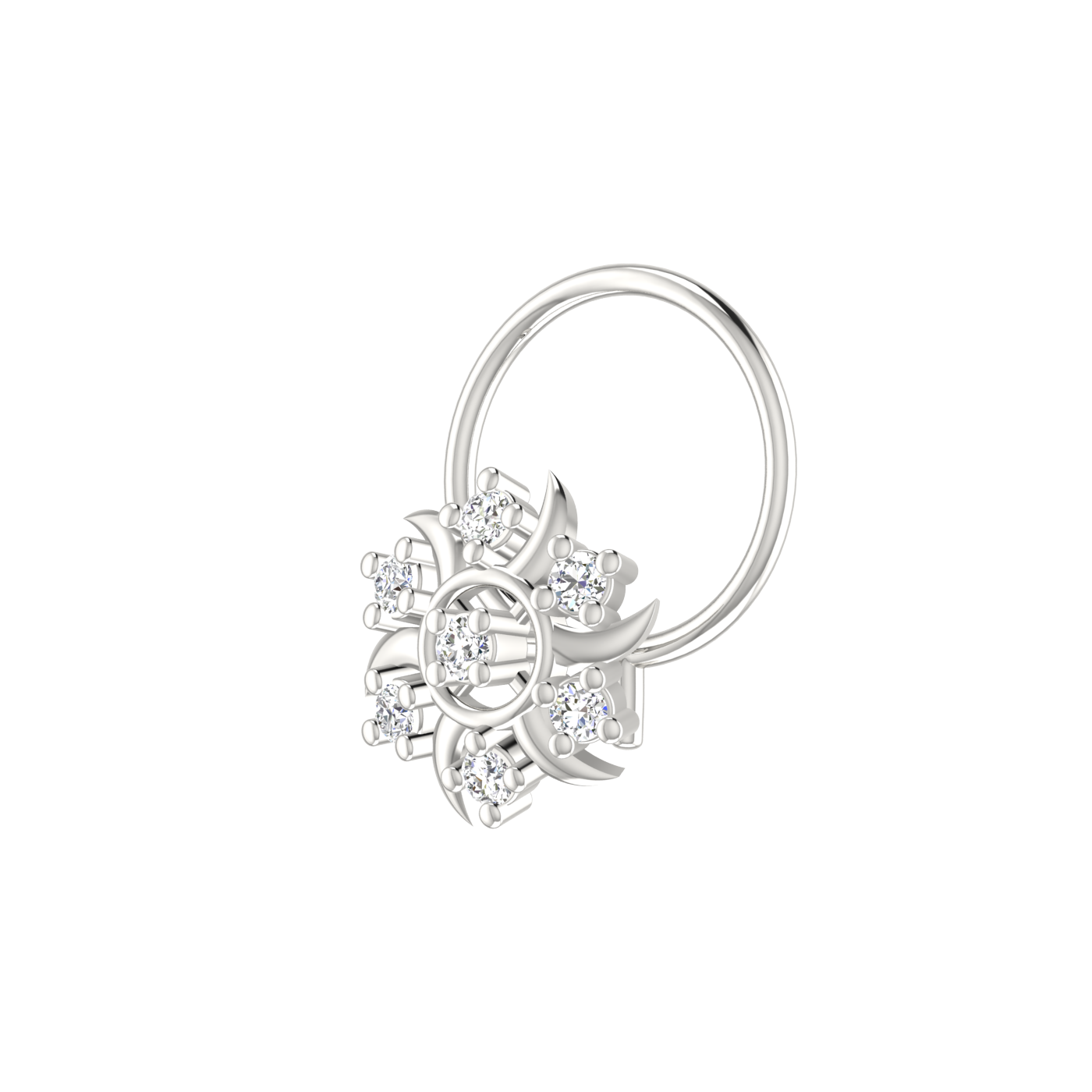 14K Gold Solar Radiance Design 0.06ct Lab Grown Diamond Nose Pin