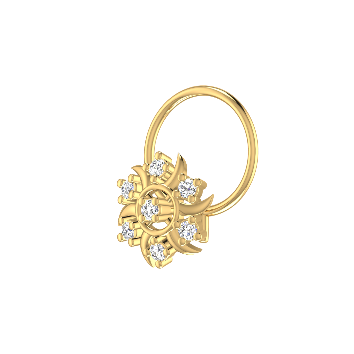 14K Gold Solar Radiance Design 0.06ct Lab Grown Diamond Nose Pin