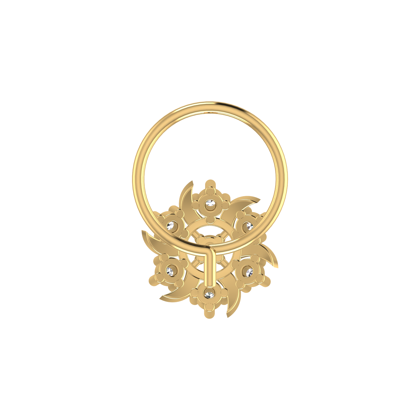 14K Gold Solar Radiance Design 0.06ct Lab Grown Diamond Nose Pin