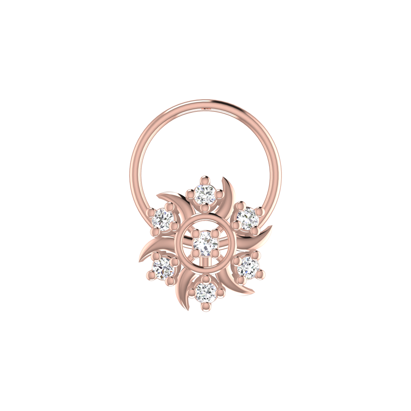 14K Gold Solar Radiance Design 0.06ct Lab Grown Diamond Nose Pin