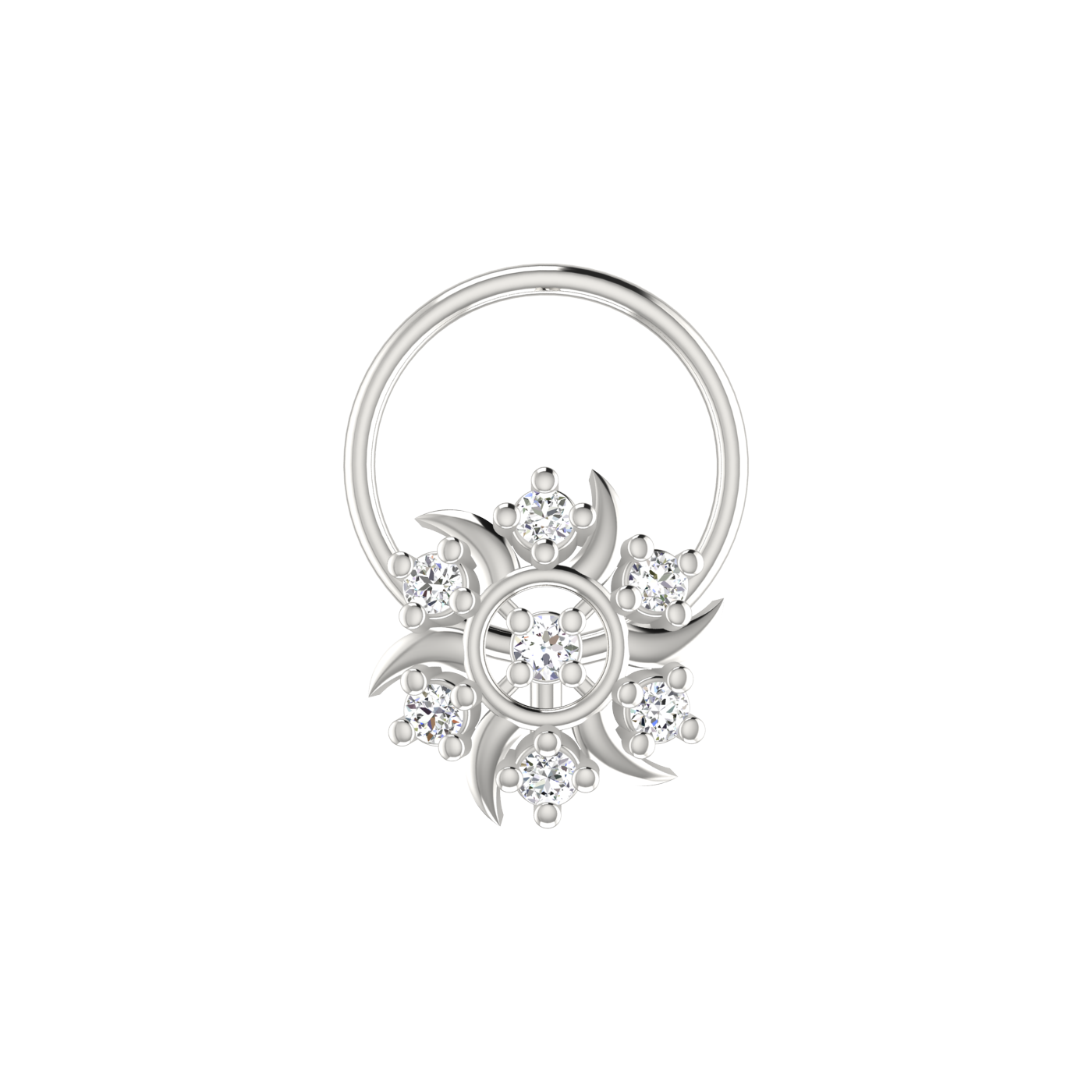 14K Gold Solar Radiance Design 0.06ct Lab Grown Diamond Nose Pin