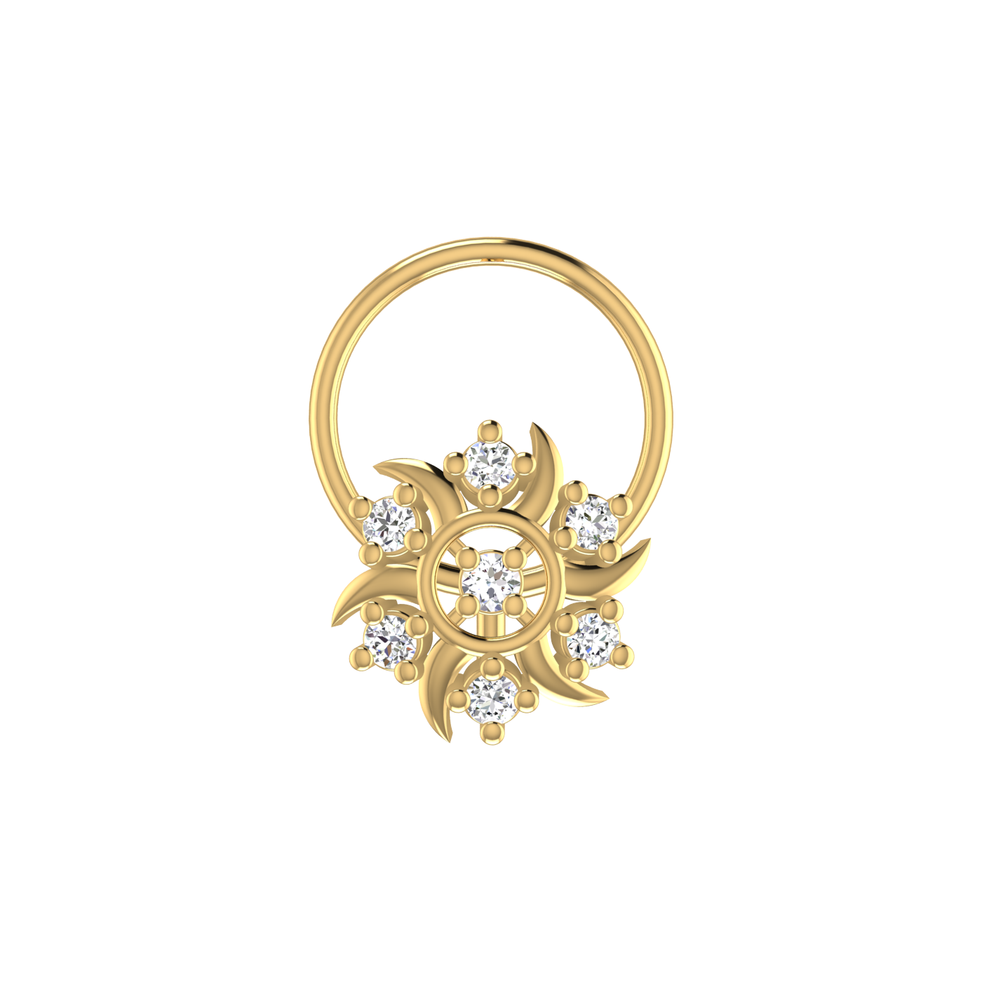 14K Gold Solar Radiance Design 0.06ct Lab Grown Diamond Nose Pin