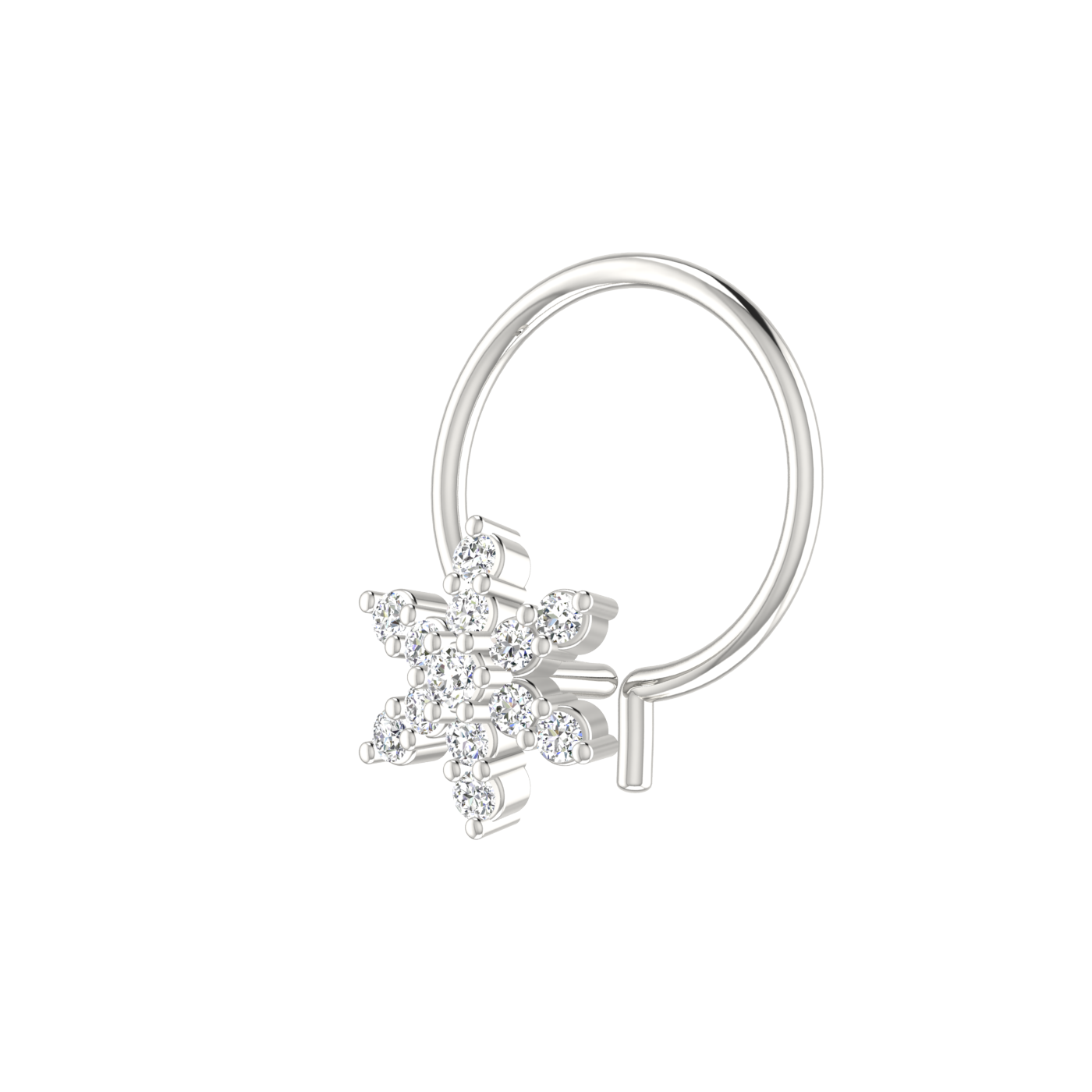 14K Gold Celestial Star Design 0.05ct Lab Grown Diamond Nose Pin