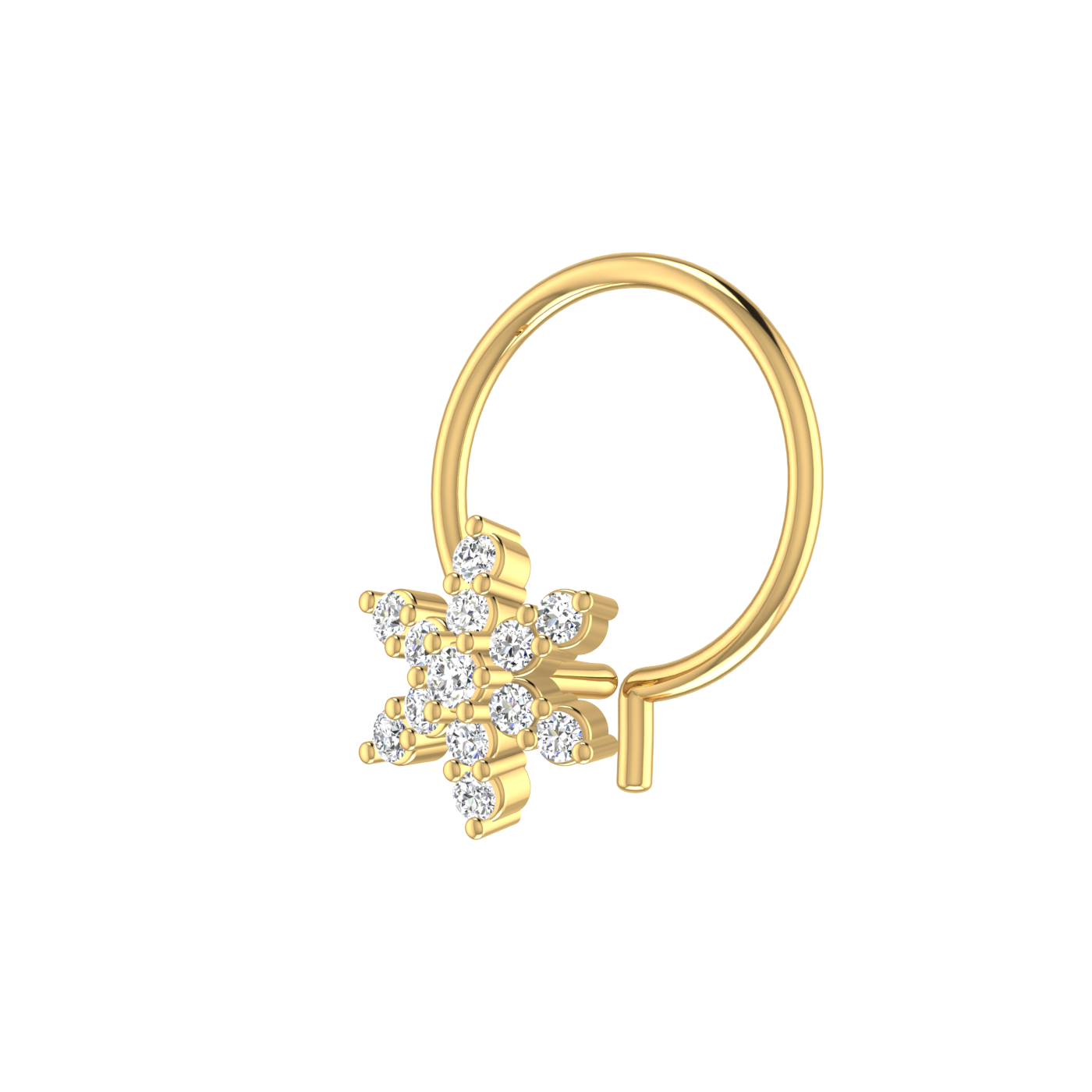 14K Gold Celestial Star Design 0.05ct Lab Grown Diamond Nose Pin