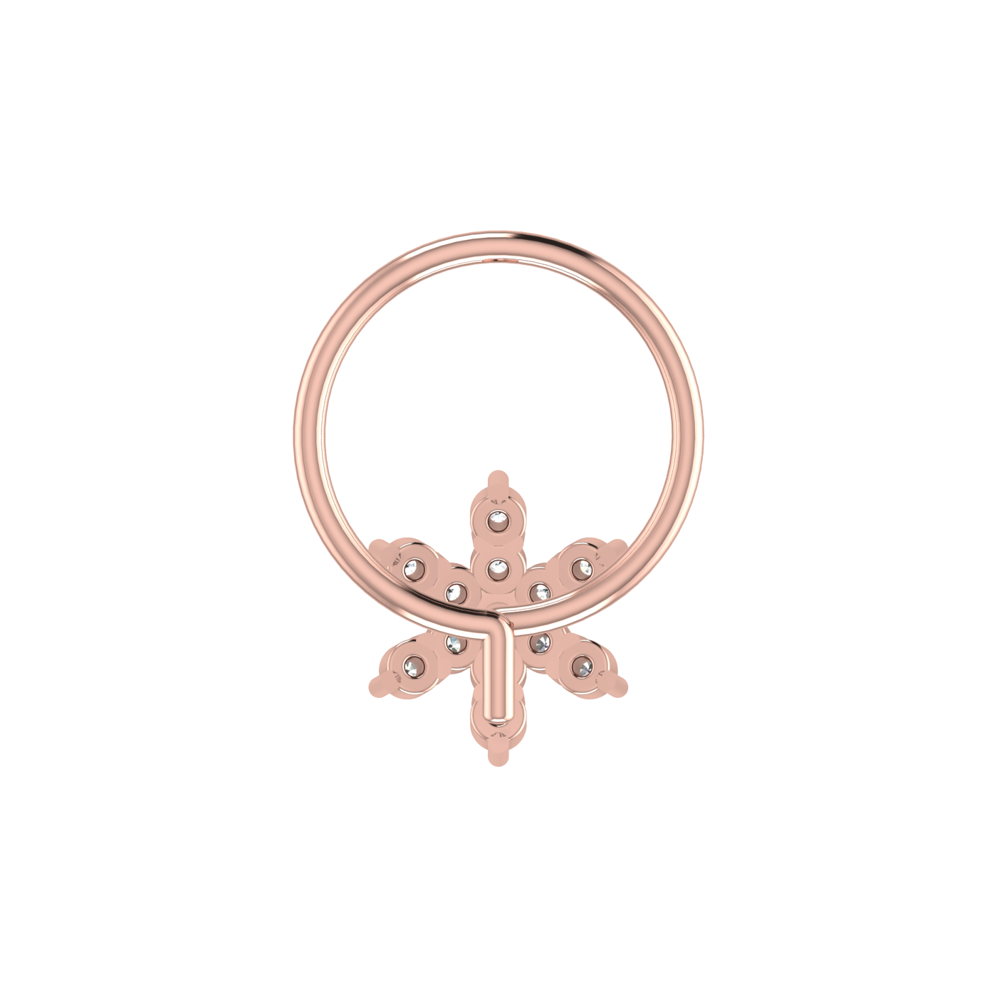 14K Gold Celestial Star Design 0.05ct Lab Grown Diamond Nose Pin