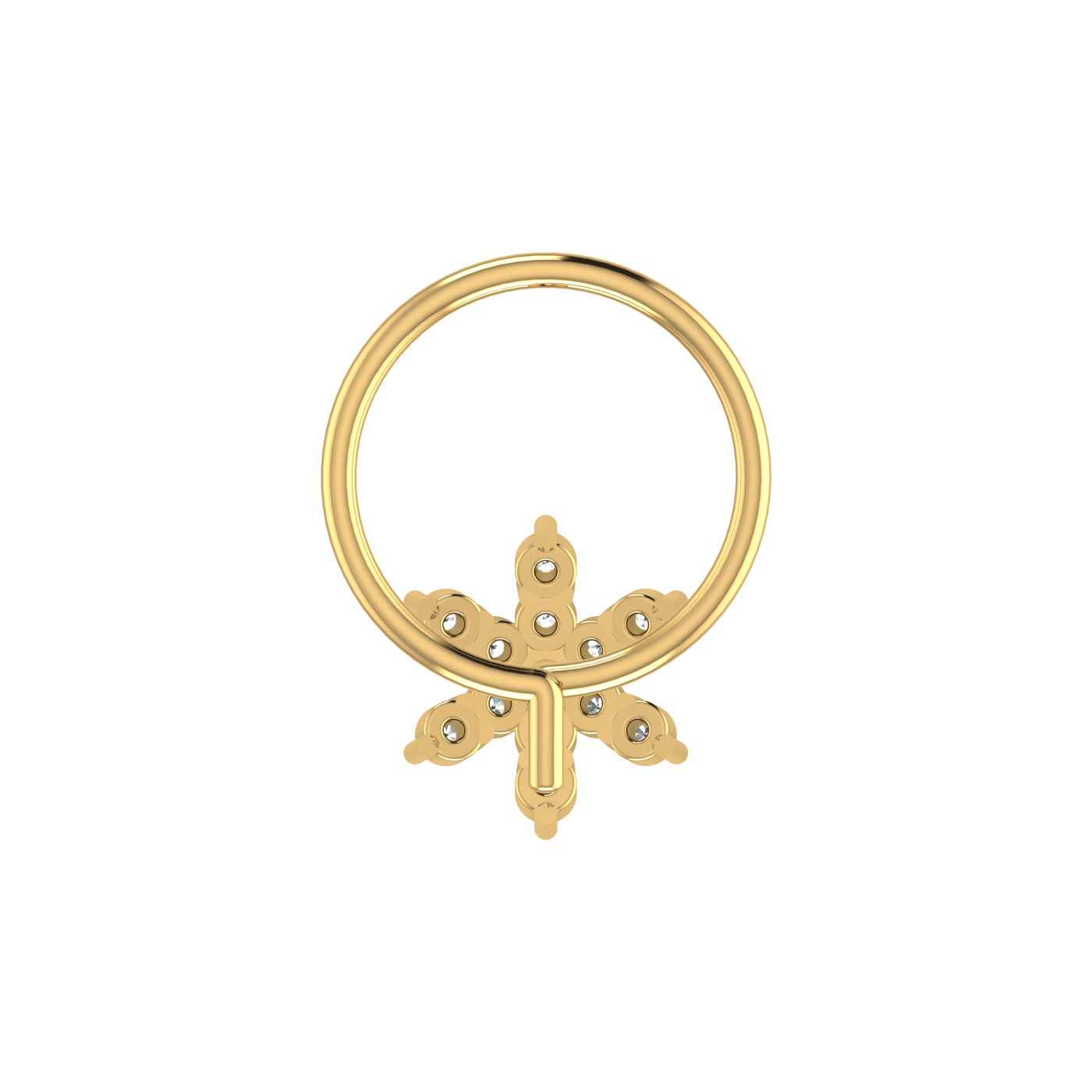 14K Gold Celestial Star Design 0.05ct Lab Grown Diamond Nose Pin