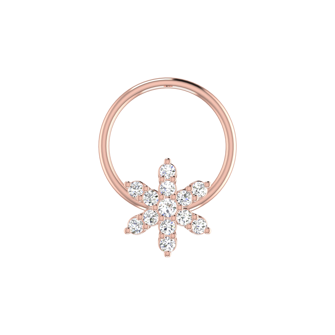 14K Gold Celestial Star Design 0.05ct Lab Grown Diamond Nose Pin
