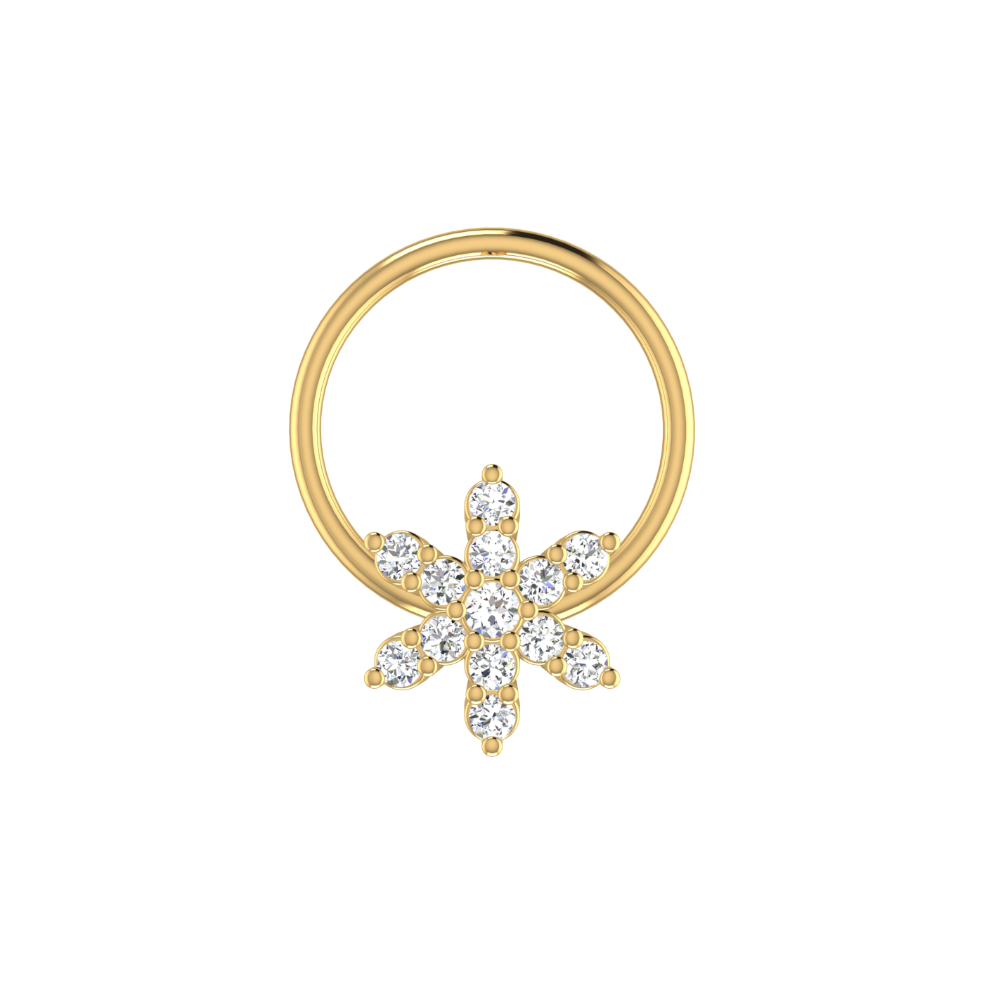 14K Gold Celestial Star Design 0.05ct Lab Grown Diamond Nose Pin