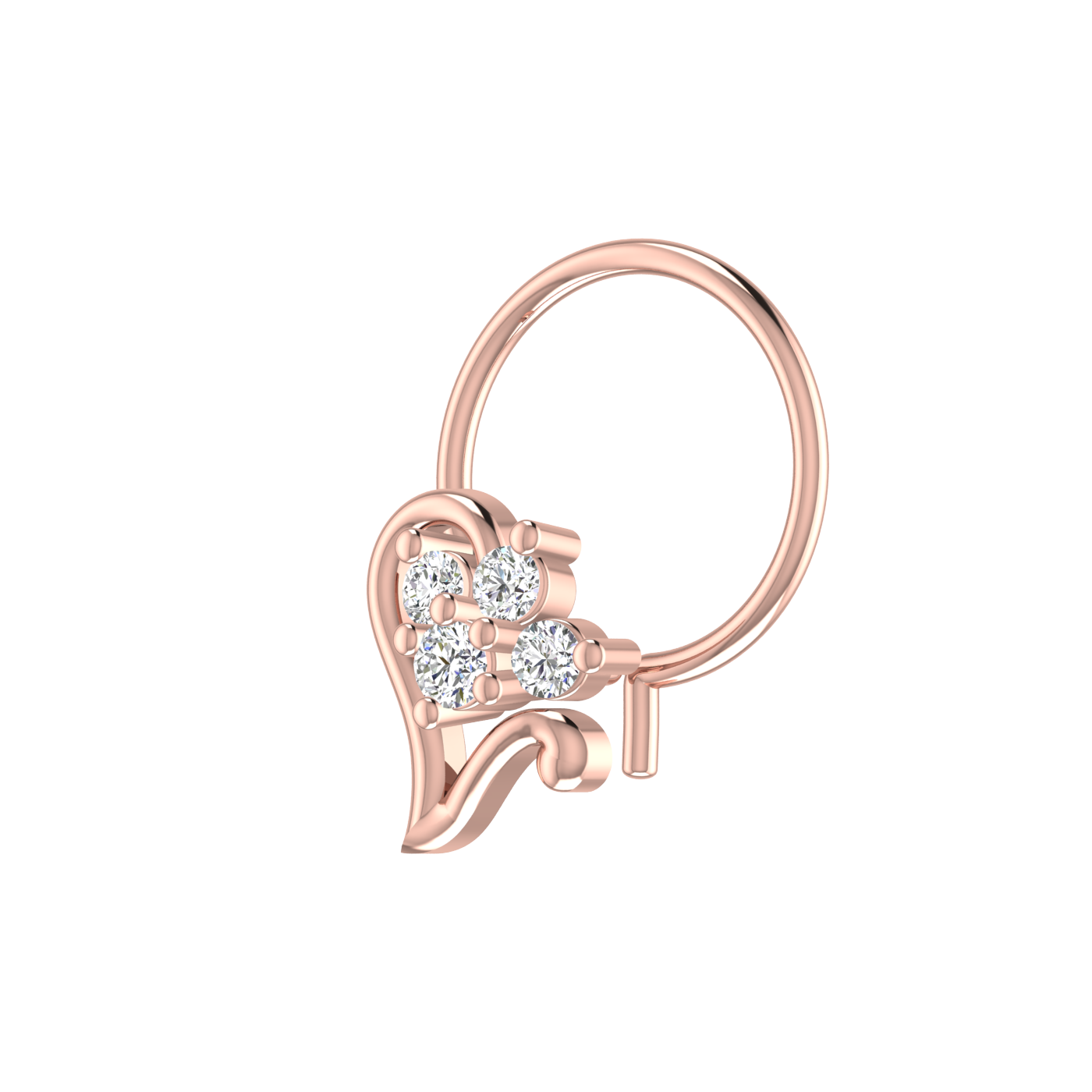 0.08 Carat Lab Grown Diamond Heart-Shaped Nose Pin.