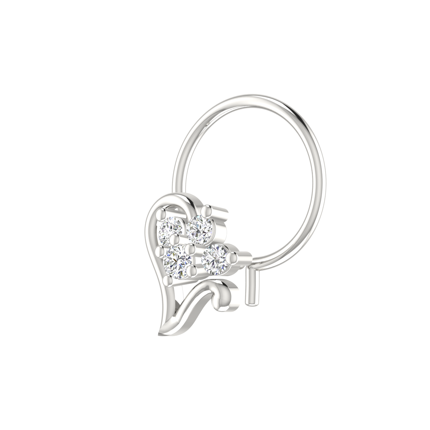 0.08 Carat Lab Grown Diamond Heart-Shaped Nose Pin.