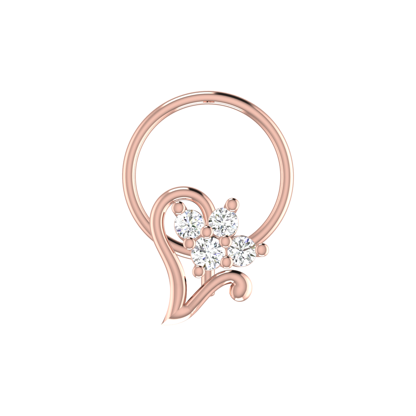 0.08 Carat Lab Grown Diamond Heart-Shaped Nose Pin.