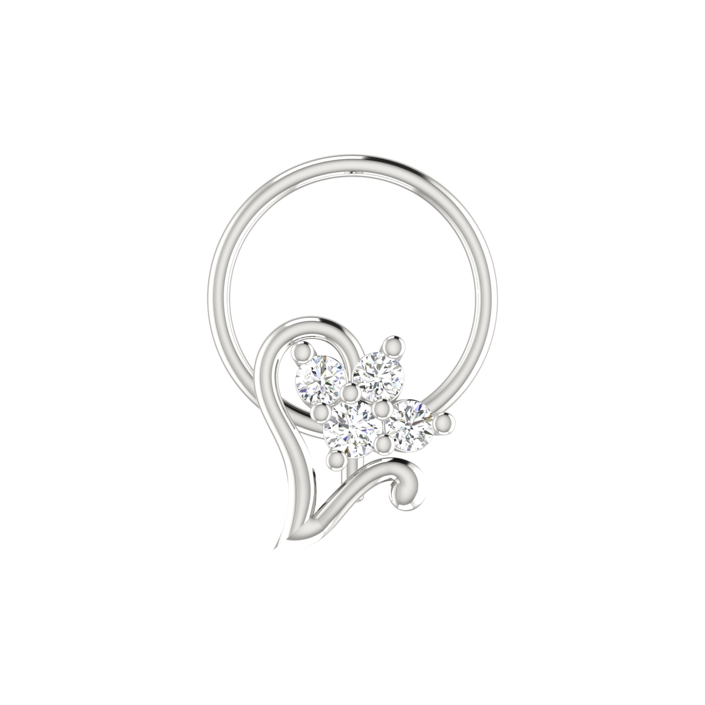 0.08 Carat Lab Grown Diamond Heart-Shaped Nose Pin.