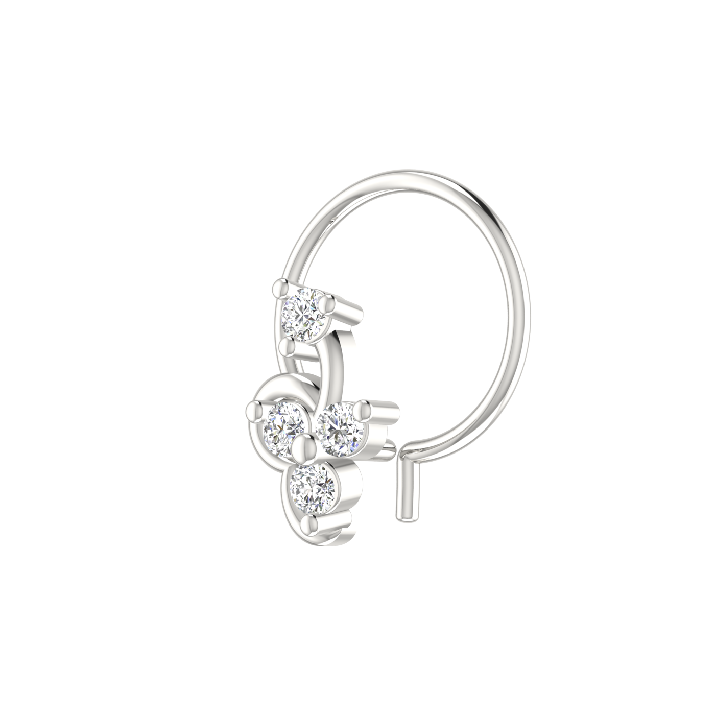 14K Gold Whimsical Petal Design 0.08ct Lab Grown Diamond Nose Pin