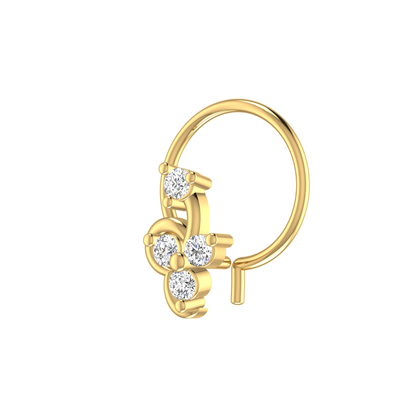 14K Gold Whimsical Petal Design 0.08ct Lab Grown Diamond Nose Pin