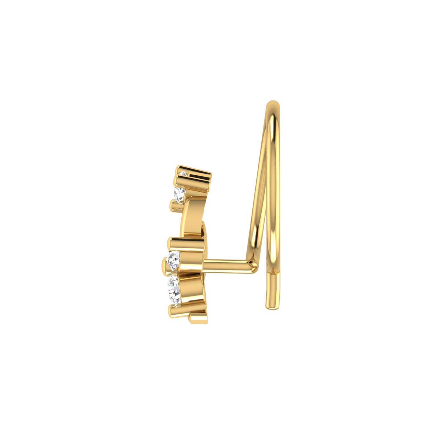 14K Gold Whimsical Petal Design 0.08ct Lab Grown Diamond Nose Pin