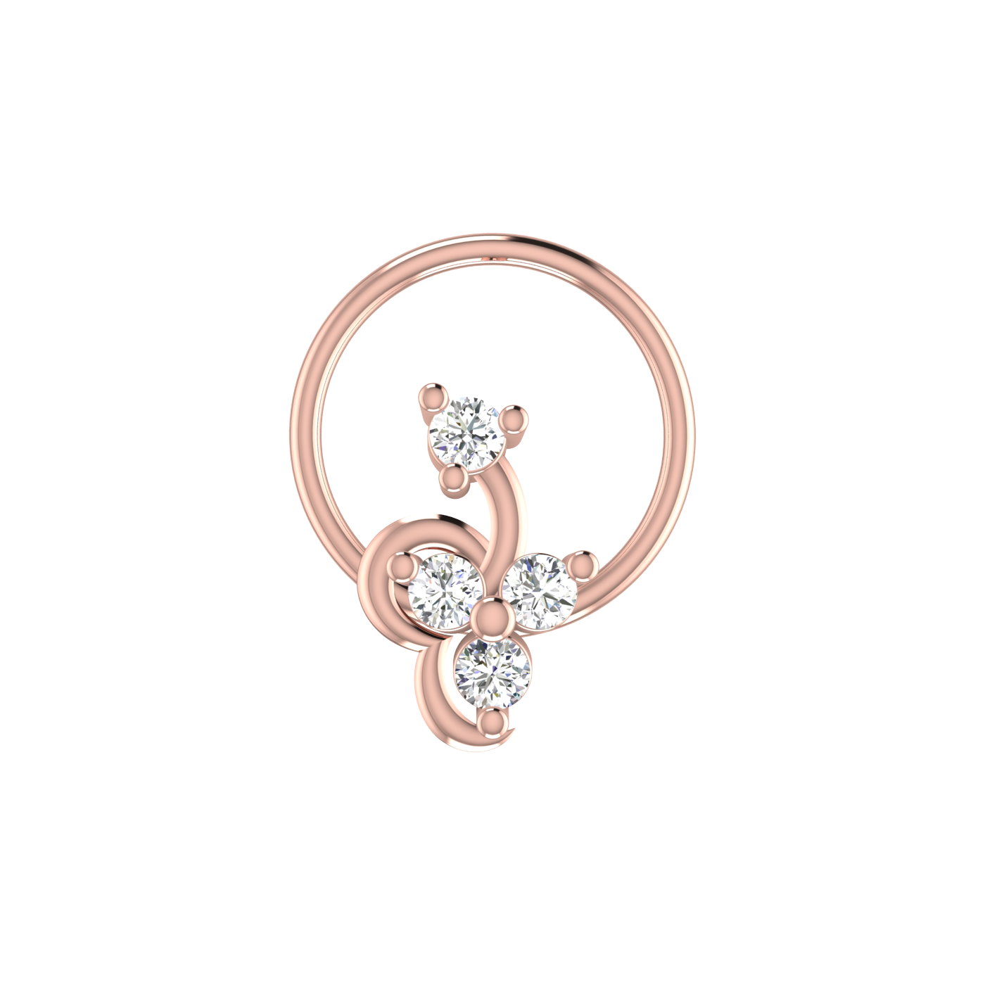 14K Gold Whimsical Petal Design 0.08ct Lab Grown Diamond Nose Pin