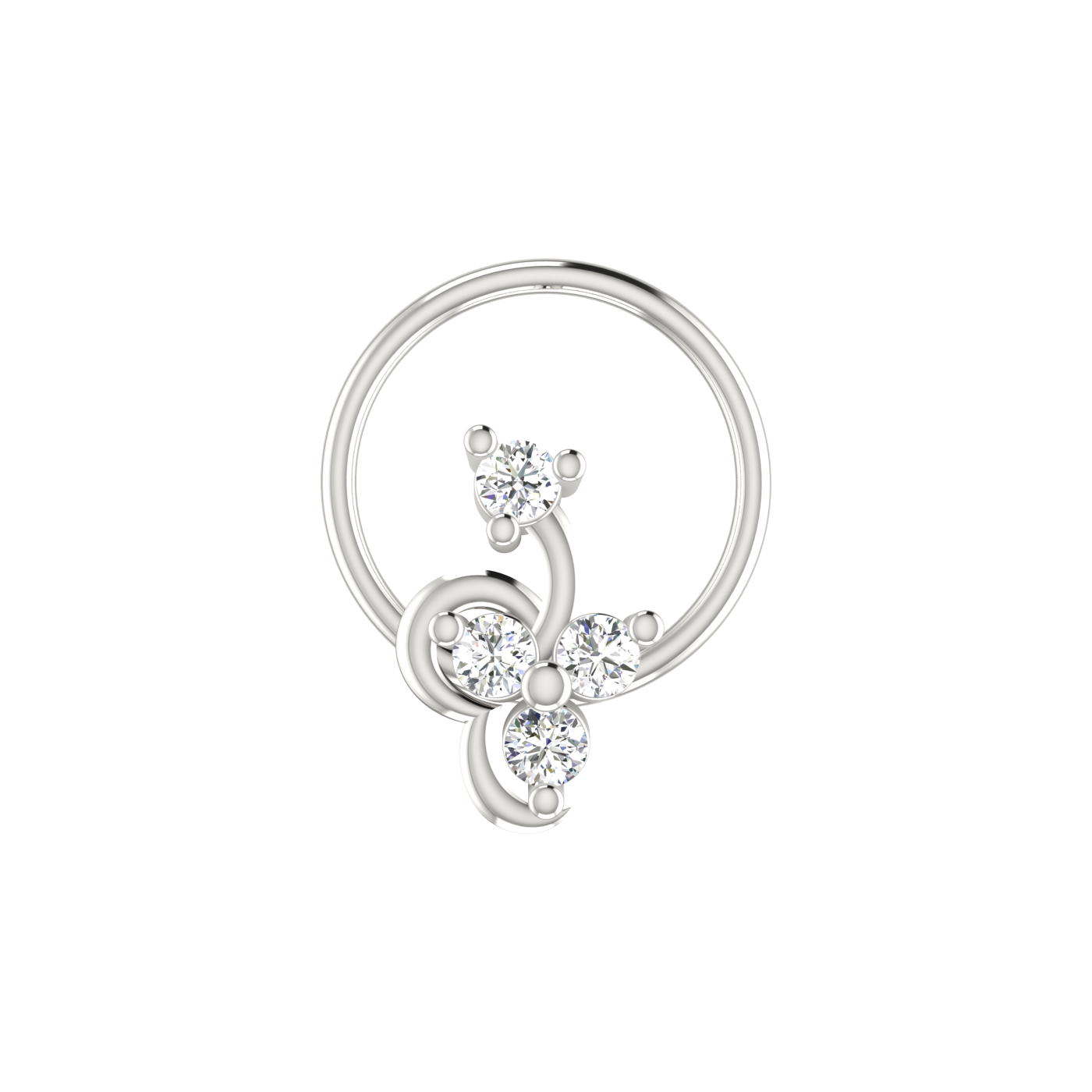 14K Gold Whimsical Petal Design 0.08ct Lab Grown Diamond Nose Pin