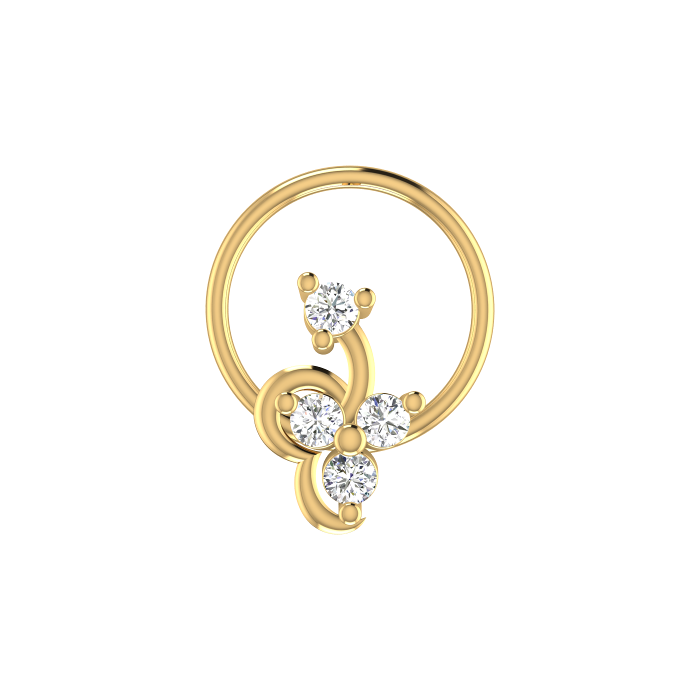 14K Gold Whimsical Petal Design 0.08ct Lab Grown Diamond Nose Pin