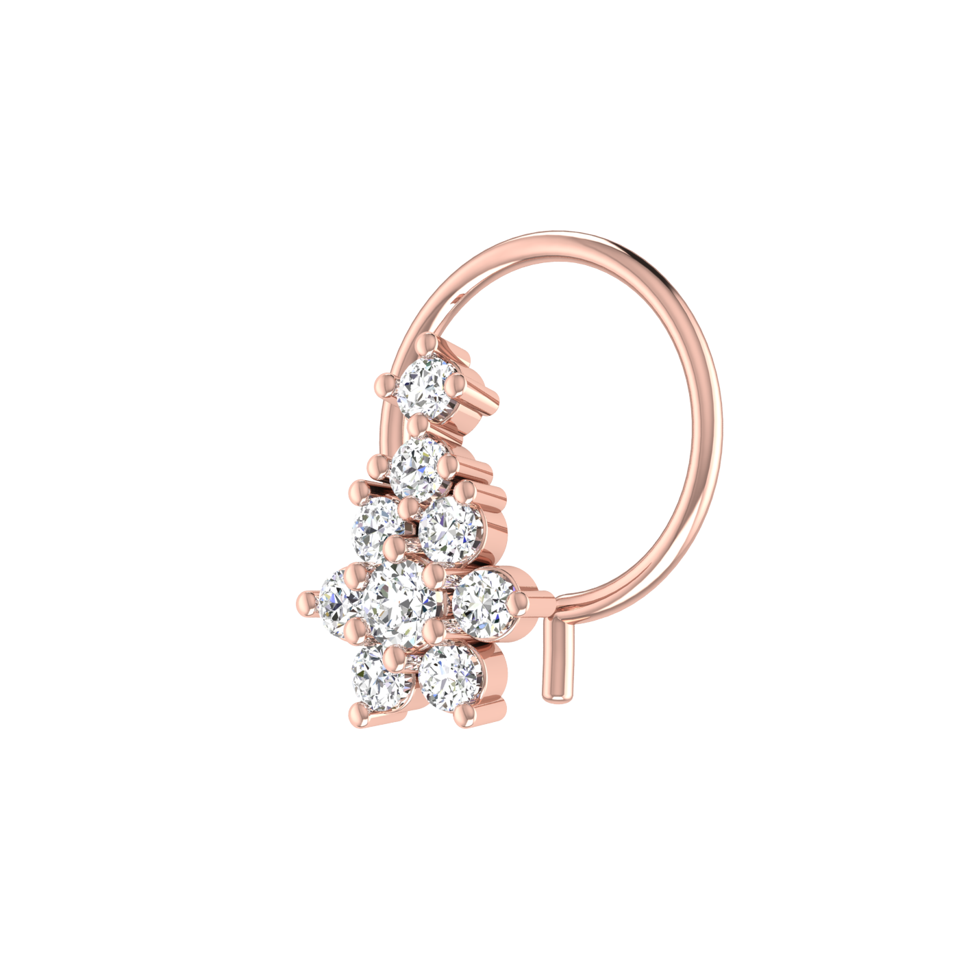 0.13 Ct Lab Grown Diamond Nose Pin Floral Design
