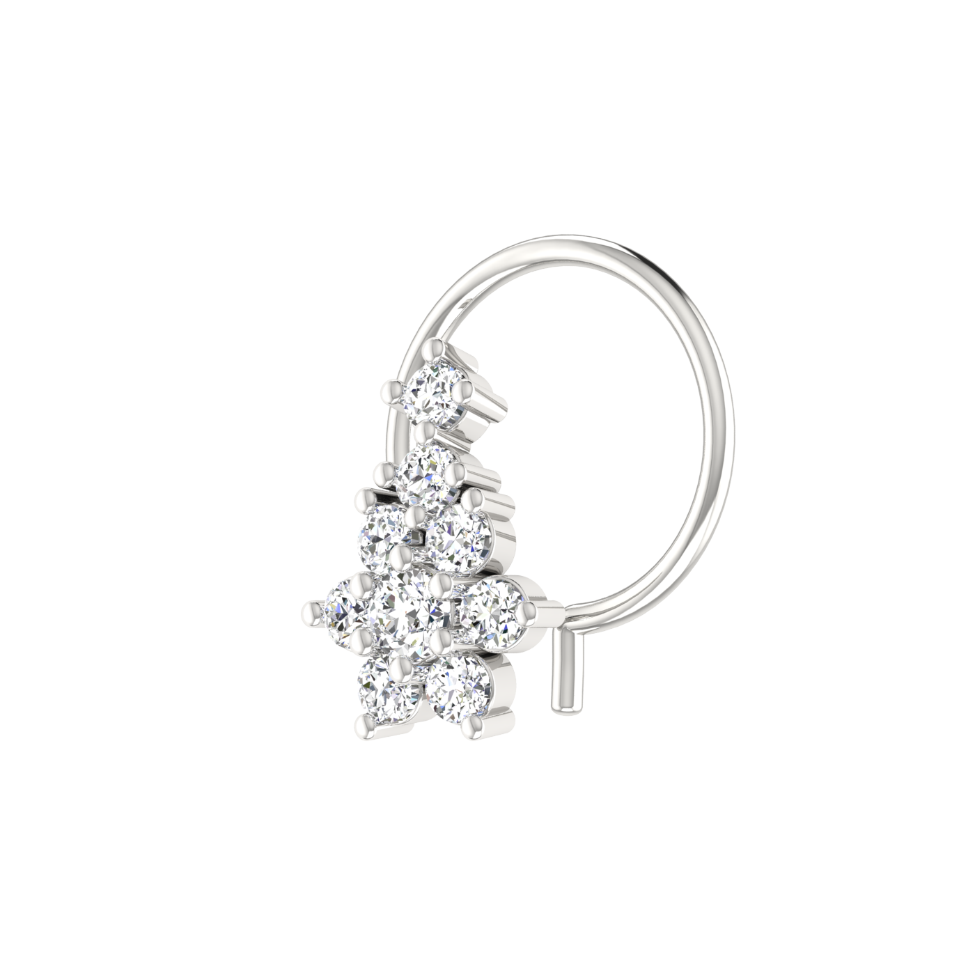 0.13 Ct Lab Grown Diamond Nose Pin Floral Design