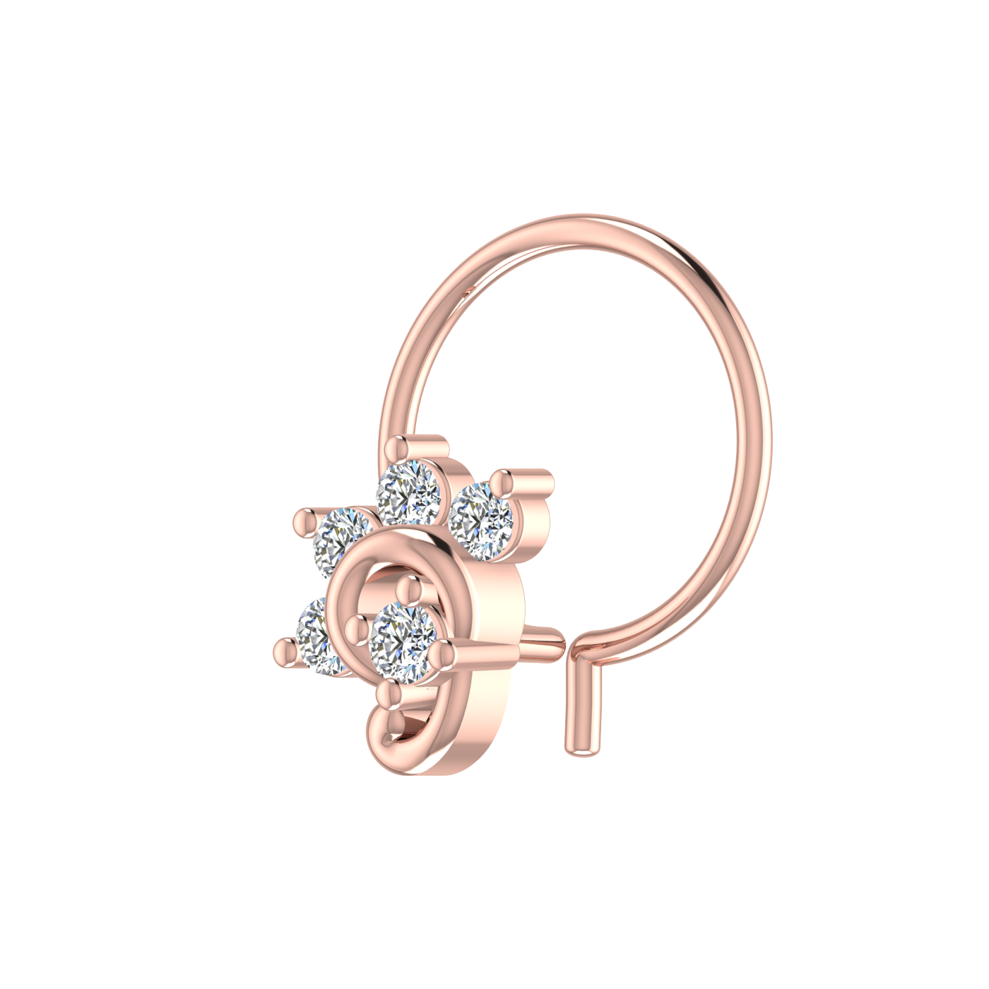 Celestial Swirl Design 0.10ct Lab Grown Diamond Nose Pin