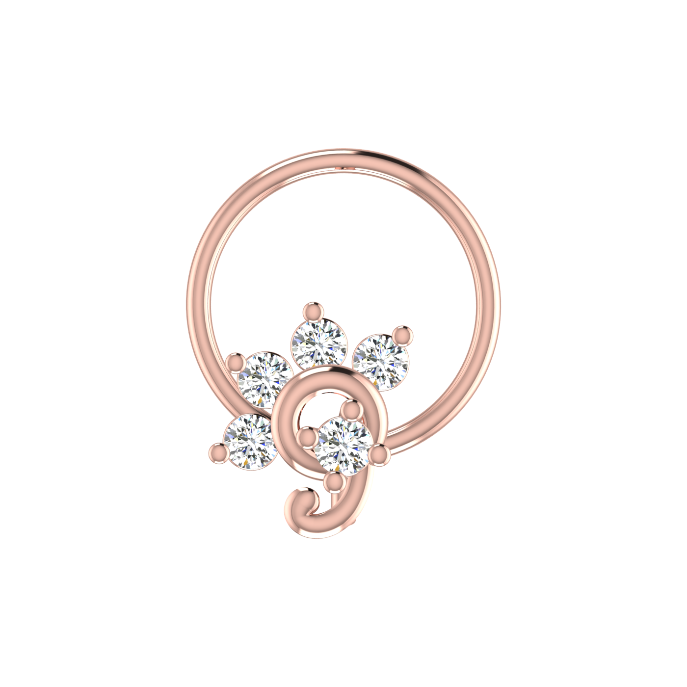 Celestial Swirl Design 0.10ct Lab Grown Diamond Nose Pin
