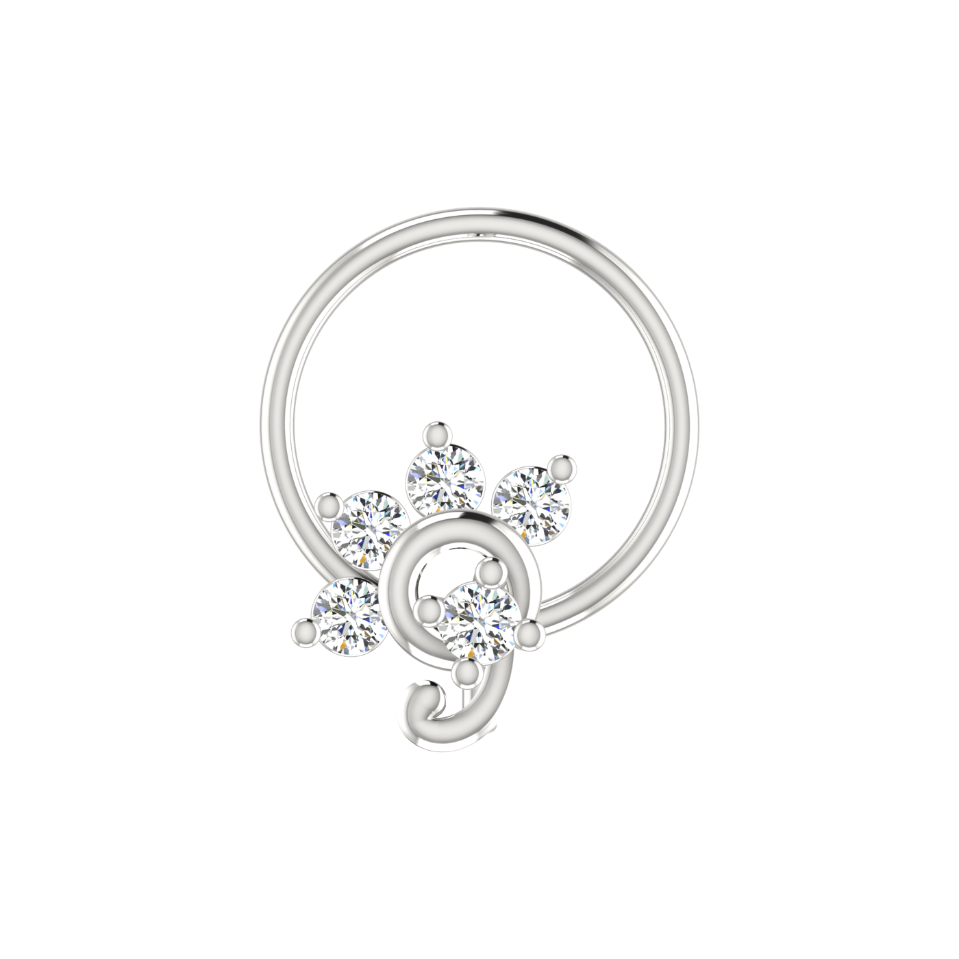Celestial Swirl Design 0.10ct Lab Grown Diamond Nose Pin