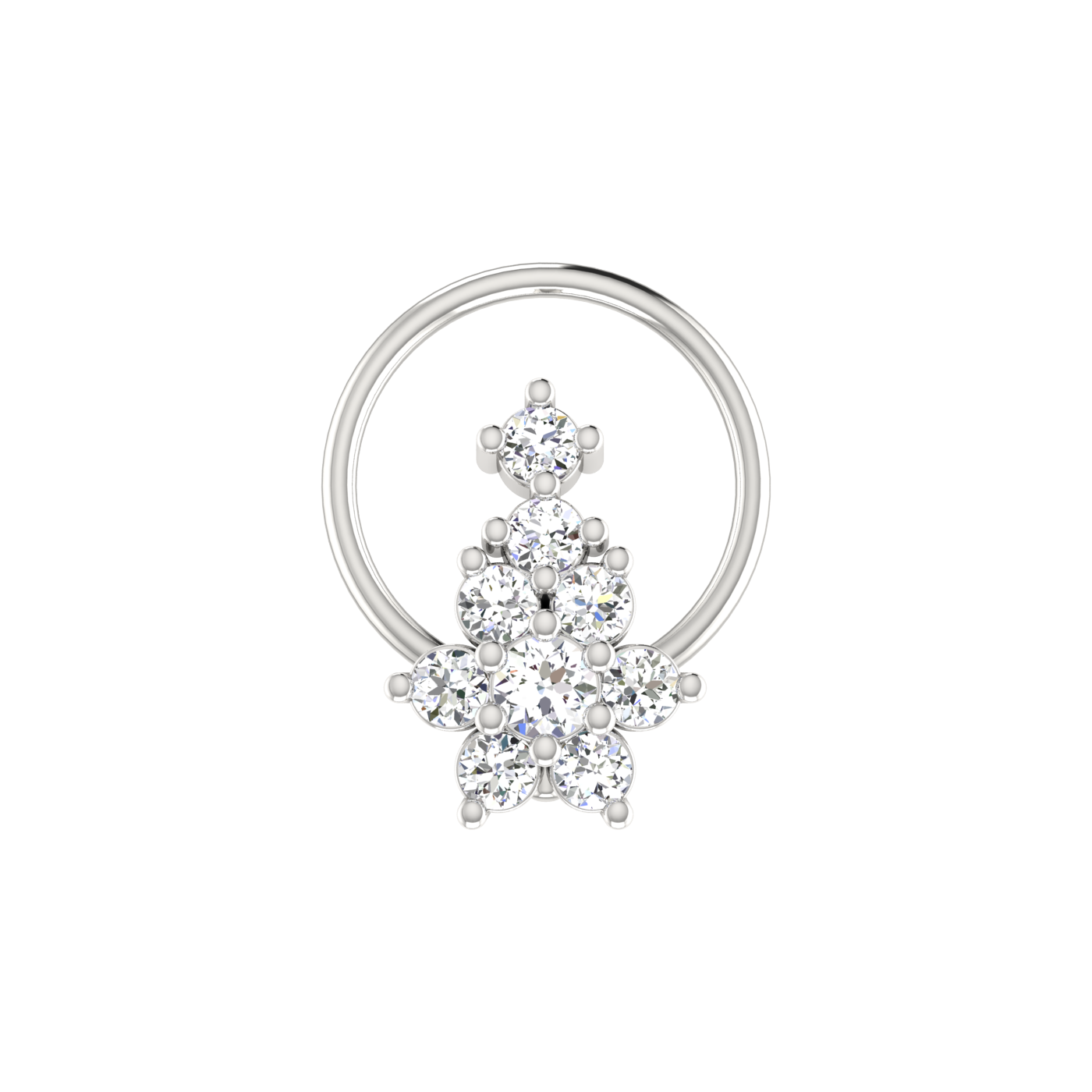 0.13 Ct Lab Grown Diamond Nose Pin Floral Design