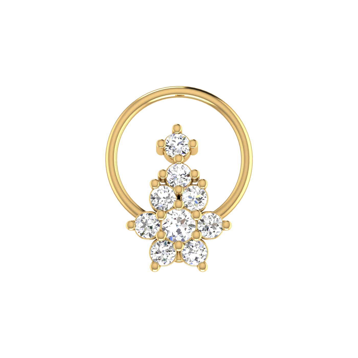 0.13 Ct Lab Grown Diamond Nose Pin Floral Design