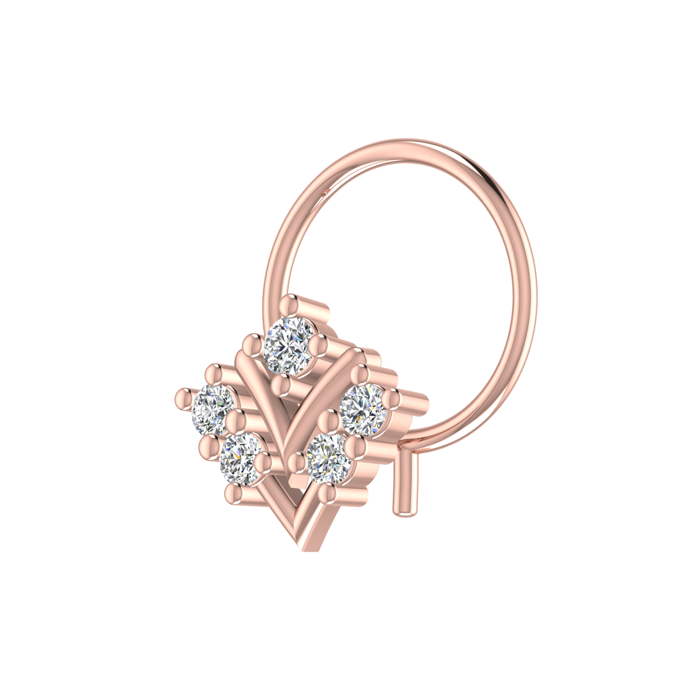 Crowned Elegance Design 0.09ct Lab Grown  Diamond Nose Pin