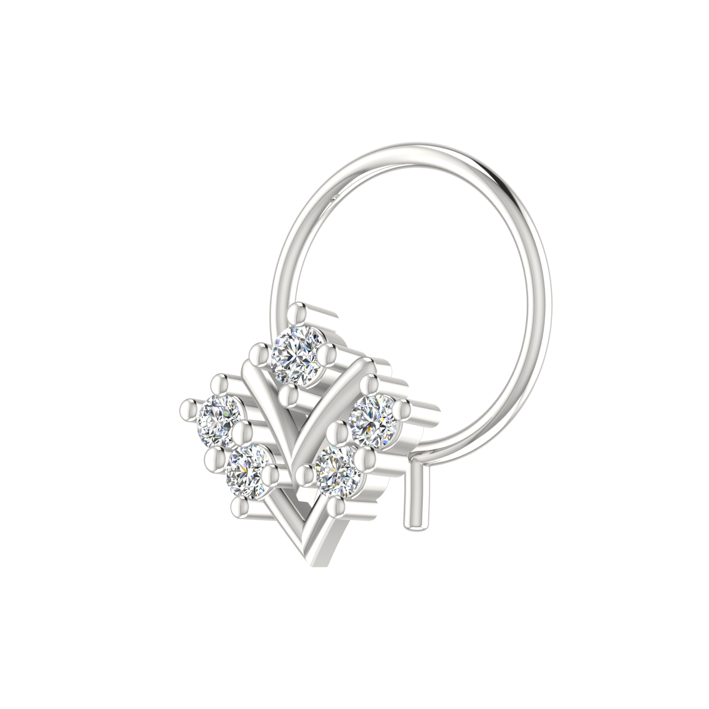 Crowned Elegance Design 0.09ct Lab Grown  Diamond Nose Pin