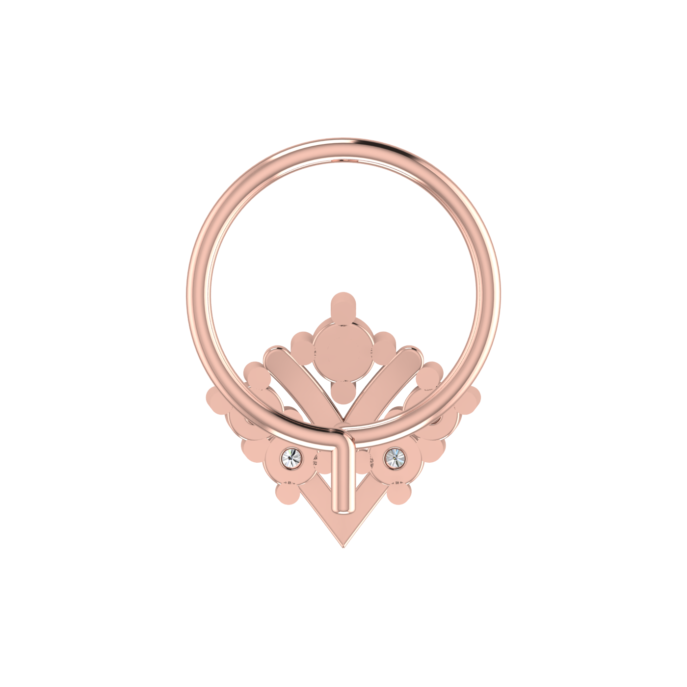 Crowned Elegance Design 0.09ct Lab Grown  Diamond Nose Pin