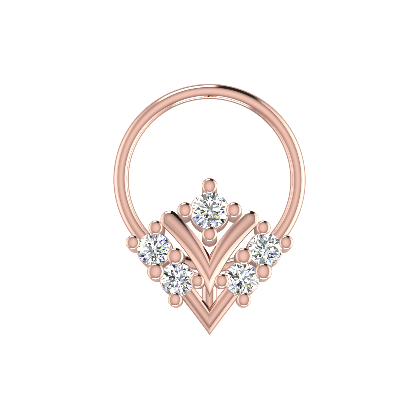 Crowned Elegance Design 0.09ct Lab Grown  Diamond Nose Pin