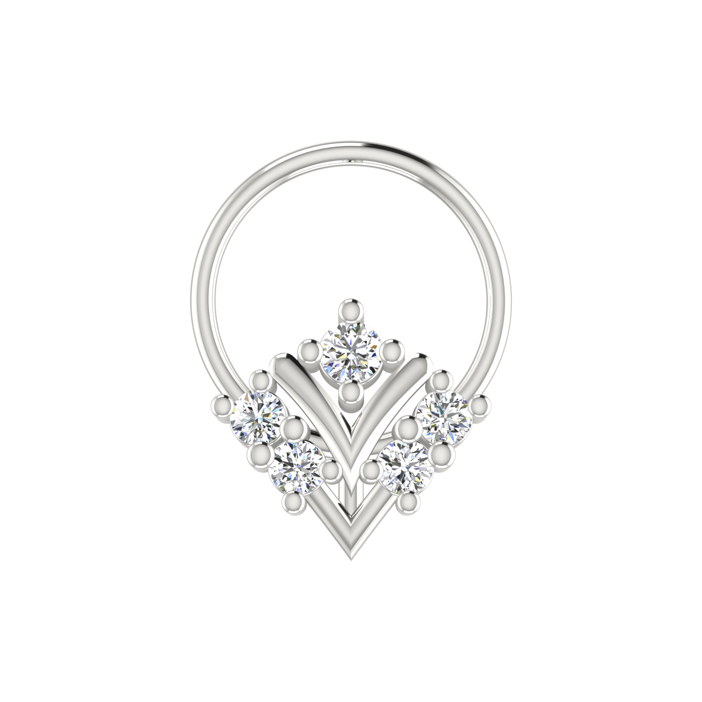 Crowned Elegance Design 0.09ct Lab Grown  Diamond Nose Pin