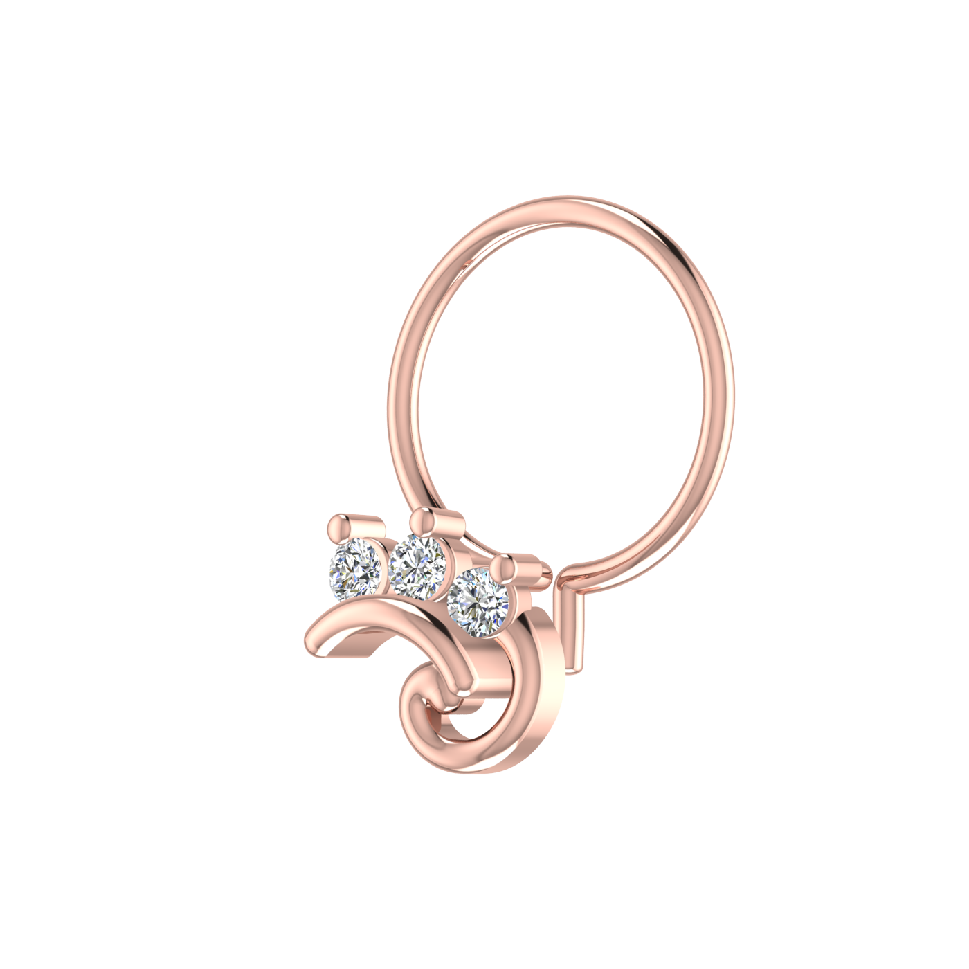 Swirl Bloom Design 0.054ct Lab Grown Diamond Nose Pin