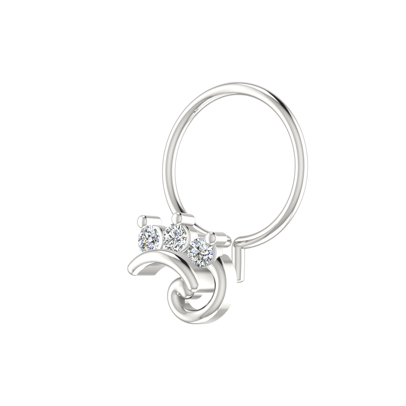 Swirl Bloom Design 0.054ct Lab Grown Diamond Nose Pin
