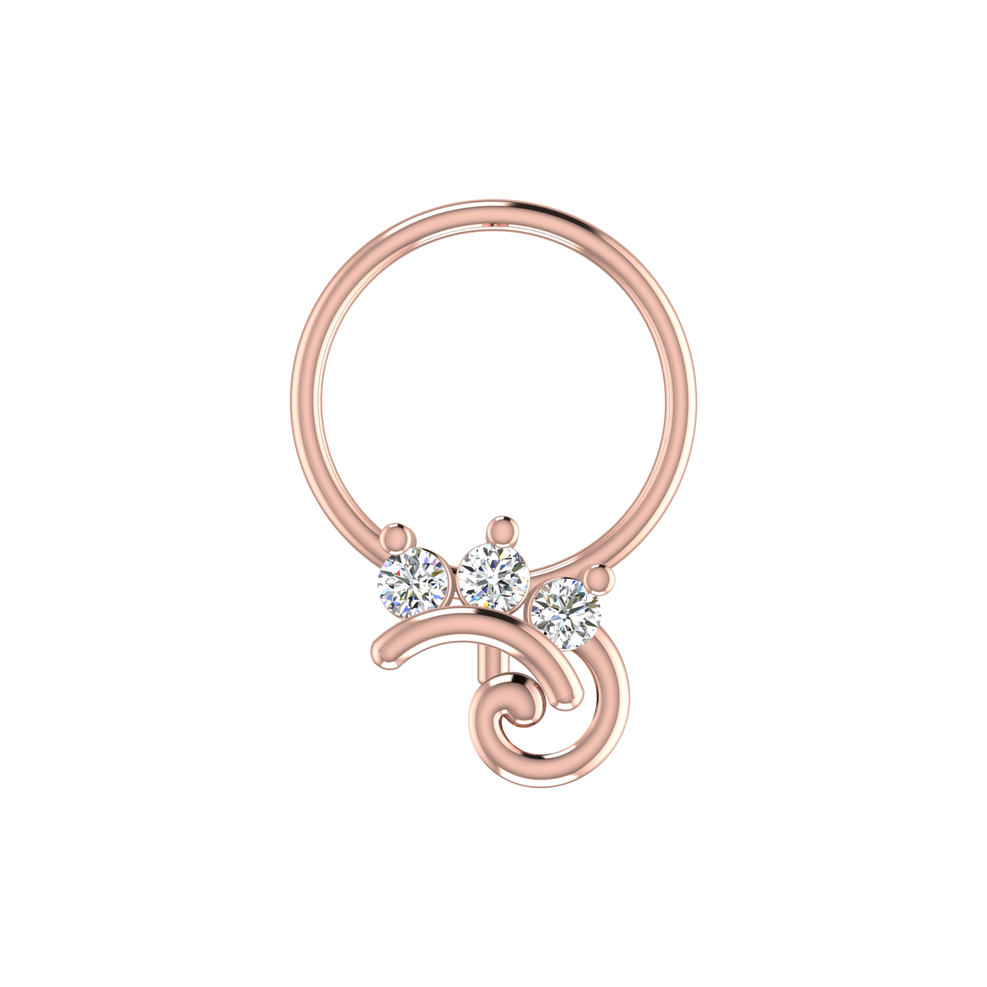 Swirl Bloom Design 0.054ct Lab Grown Diamond Nose Pin