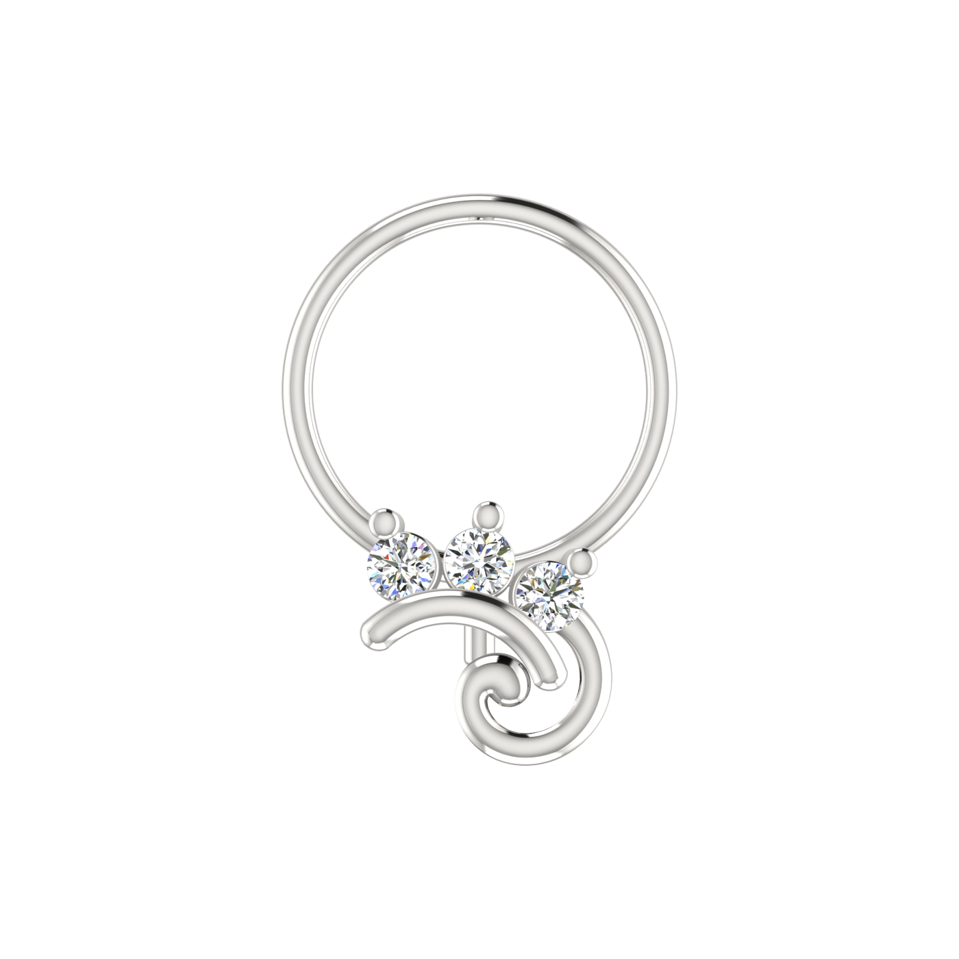 Swirl Bloom Design 0.054ct Lab Grown Diamond Nose Pin