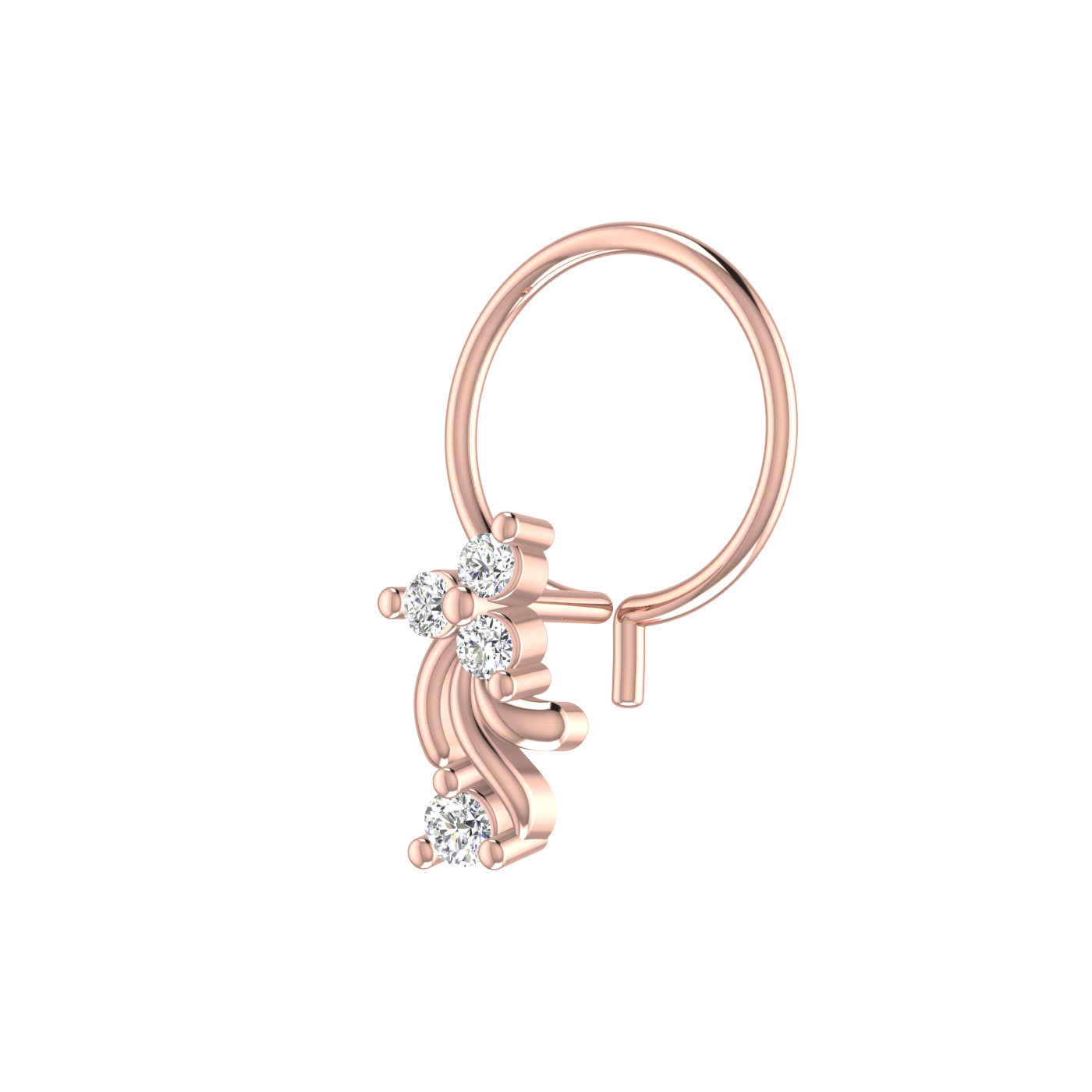 Cascading Bloom Design 0.06ct Lab Grown Diamond Nose Pin