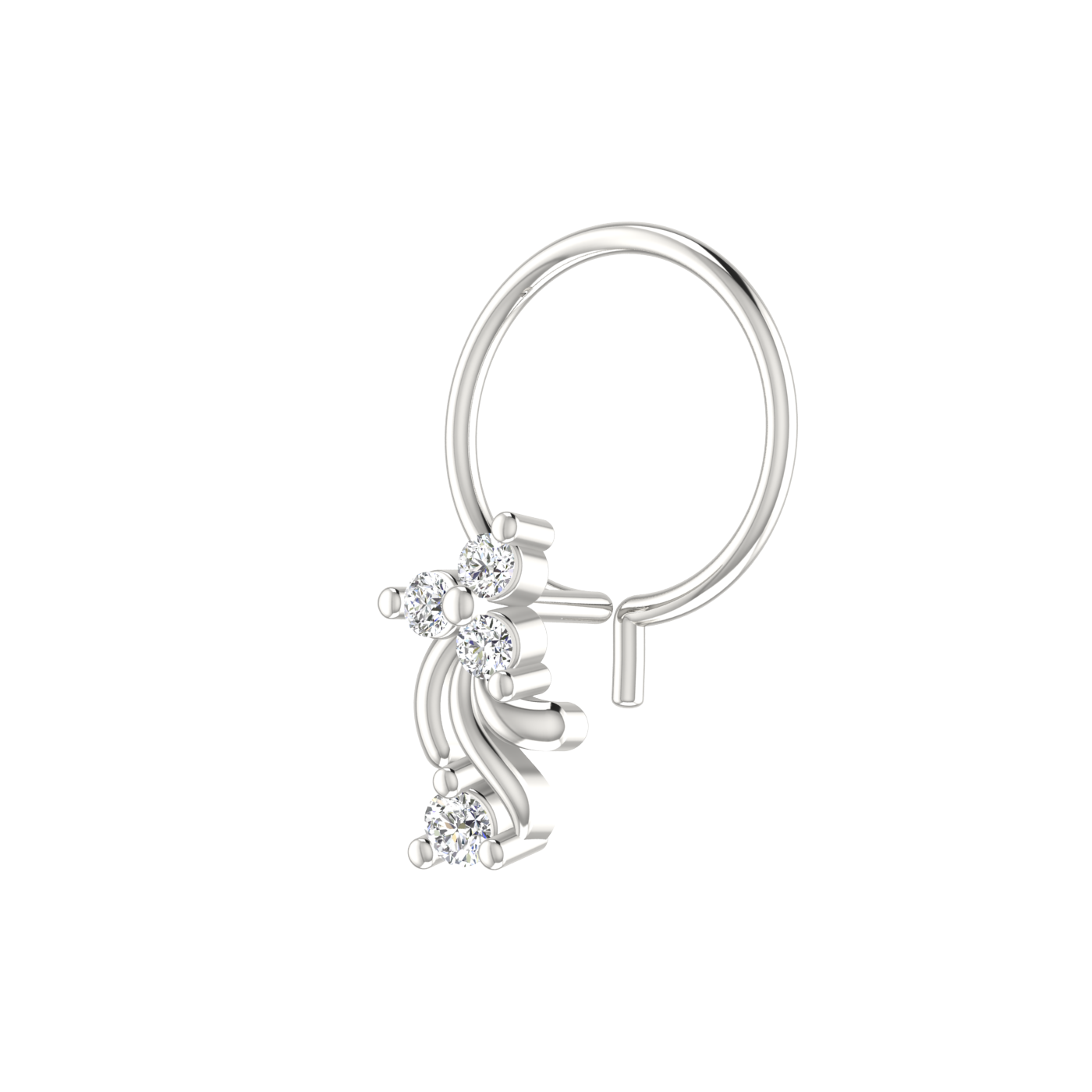 Cascading Bloom Design 0.06ct Lab Grown Diamond Nose Pin