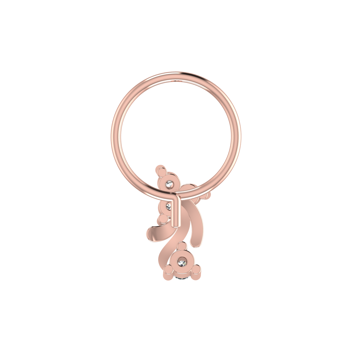 Cascading Bloom Design 0.06ct Lab Grown Diamond Nose Pin