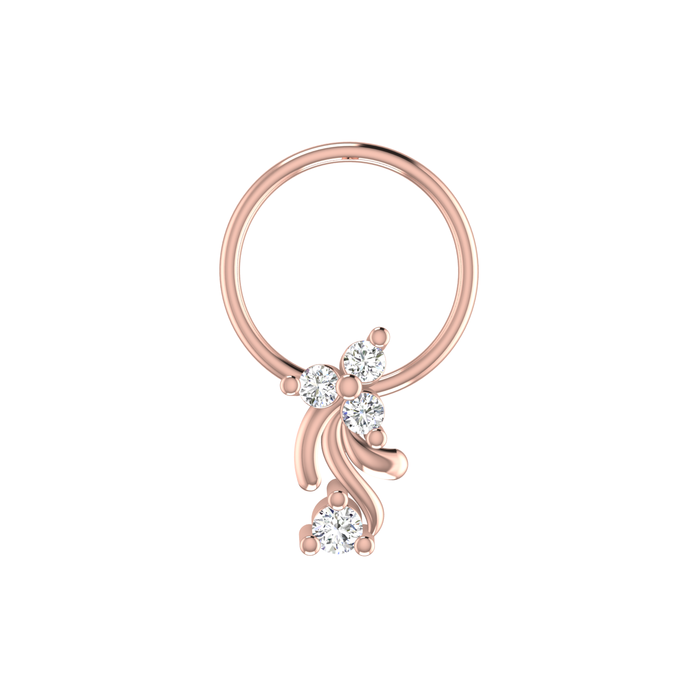Cascading Bloom Design 0.06ct Lab Grown Diamond Nose Pin