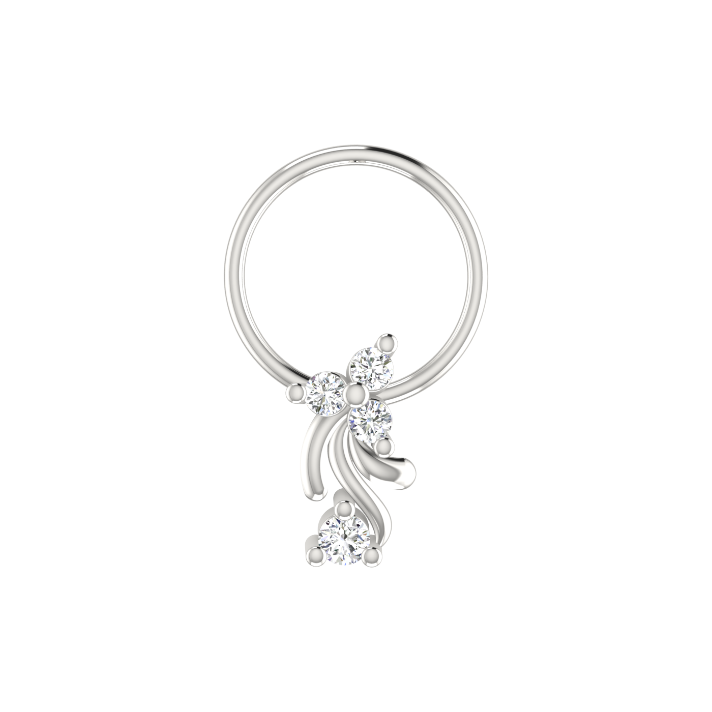 Cascading Bloom Design 0.06ct Lab Grown Diamond Nose Pin