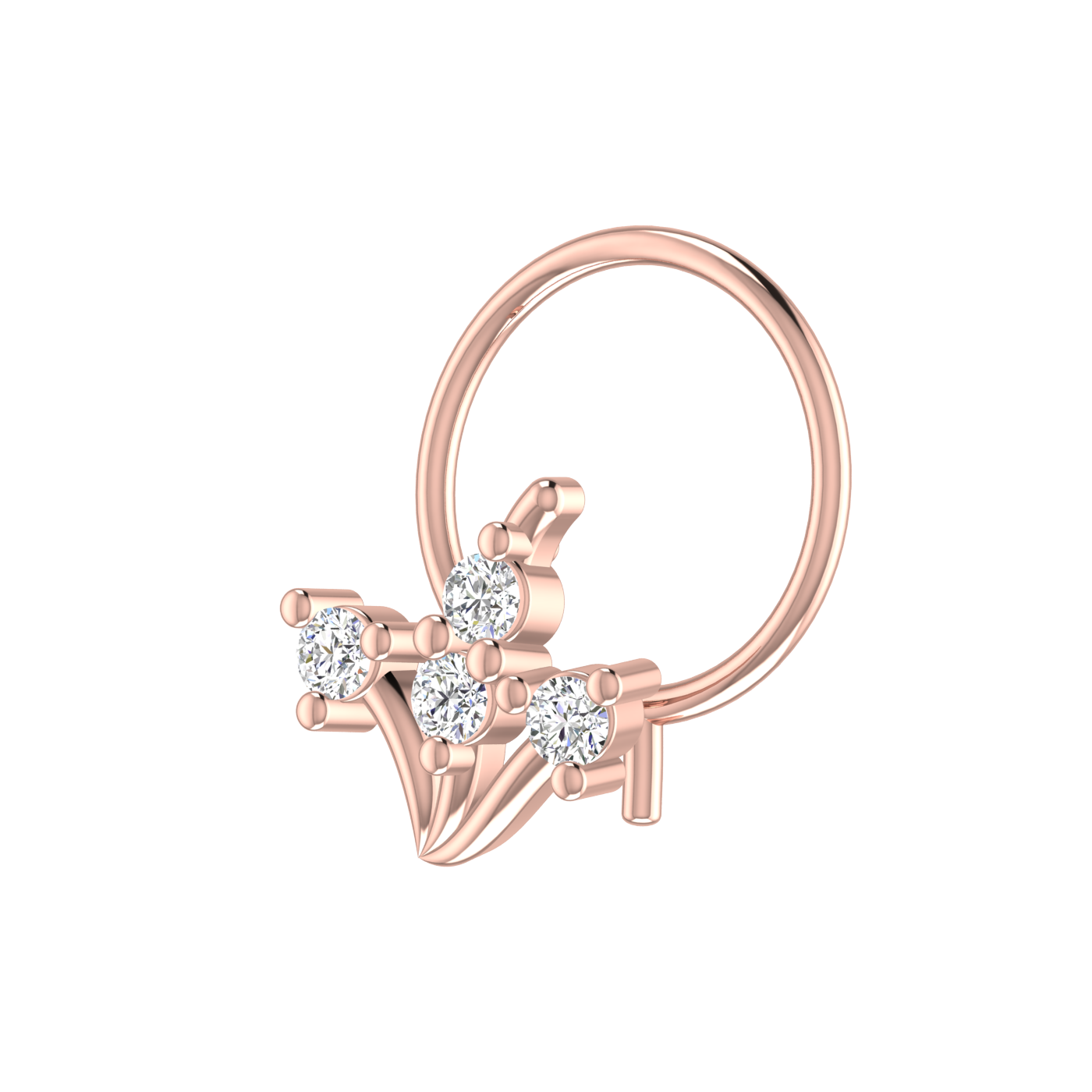 Blooming Vine Design 0.08ct Lab Grown Diamond Nose Pin