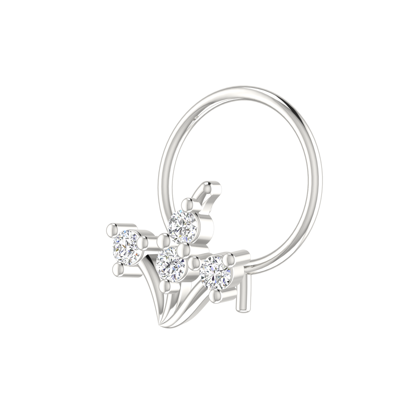 Blooming Vine Design 0.08ct Lab Grown Diamond Nose Pin