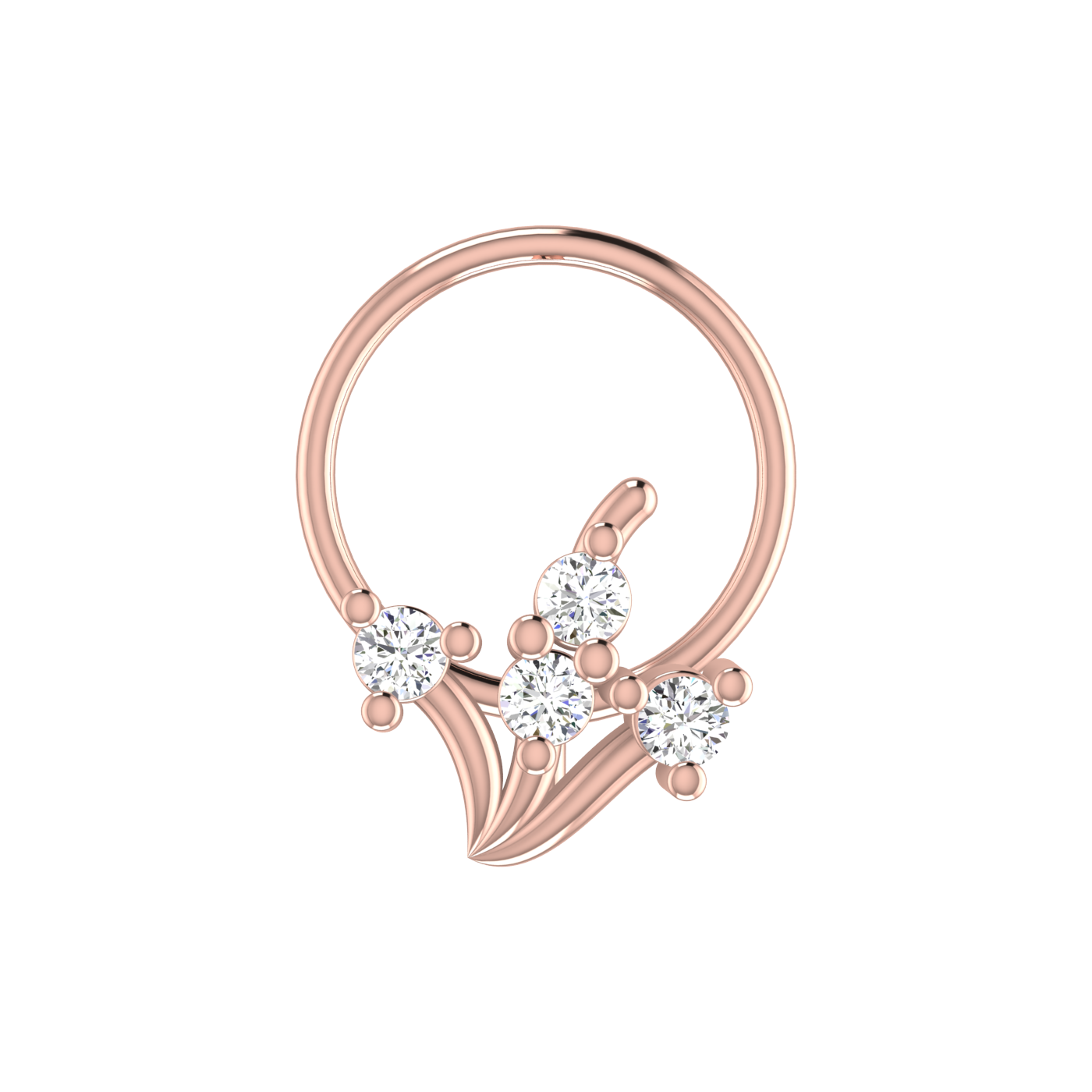 Blooming Vine Design 0.08ct Lab Grown Diamond Nose Pin