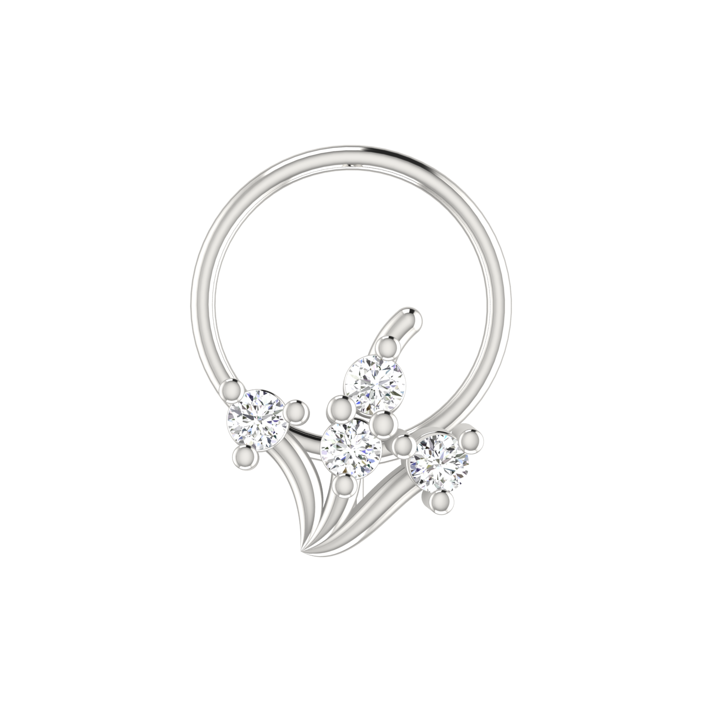Blooming Vine Design 0.08ct Lab Grown Diamond Nose Pin
